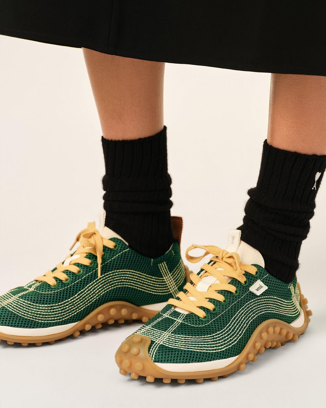 AMI Green Mesh Mirage Sneakers