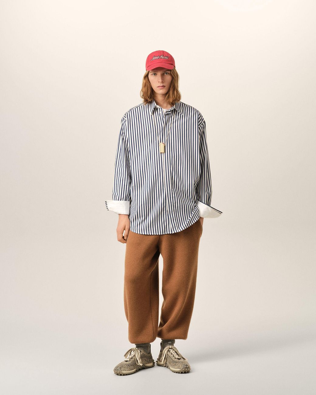 AMI Blue Large Striped Cotton Shirt With Removable Collar