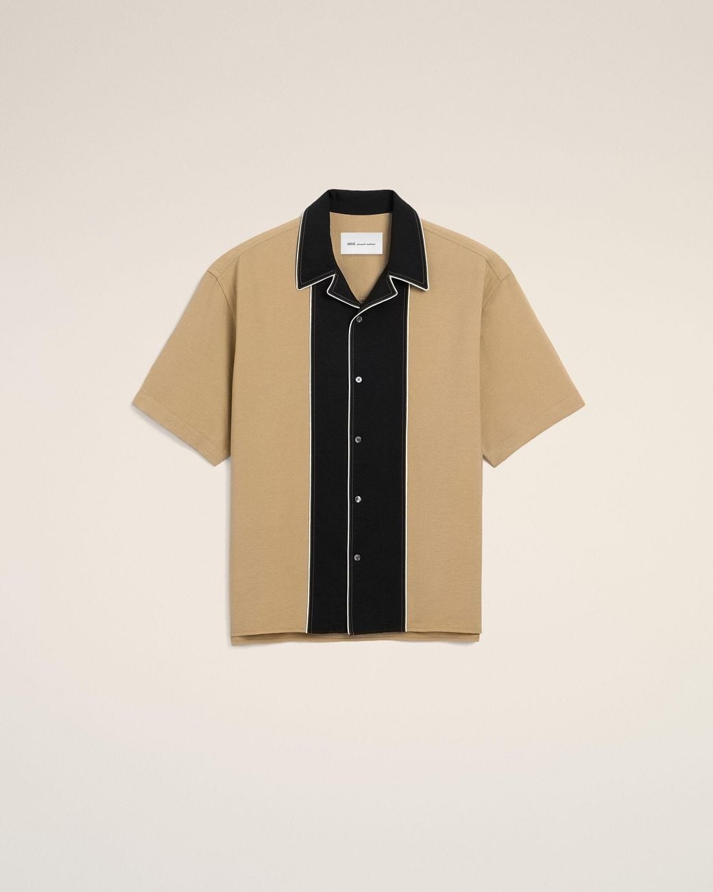 AMI Natural Boxy Bicolor Viscose Twill Short-Sleeve Shirt for men