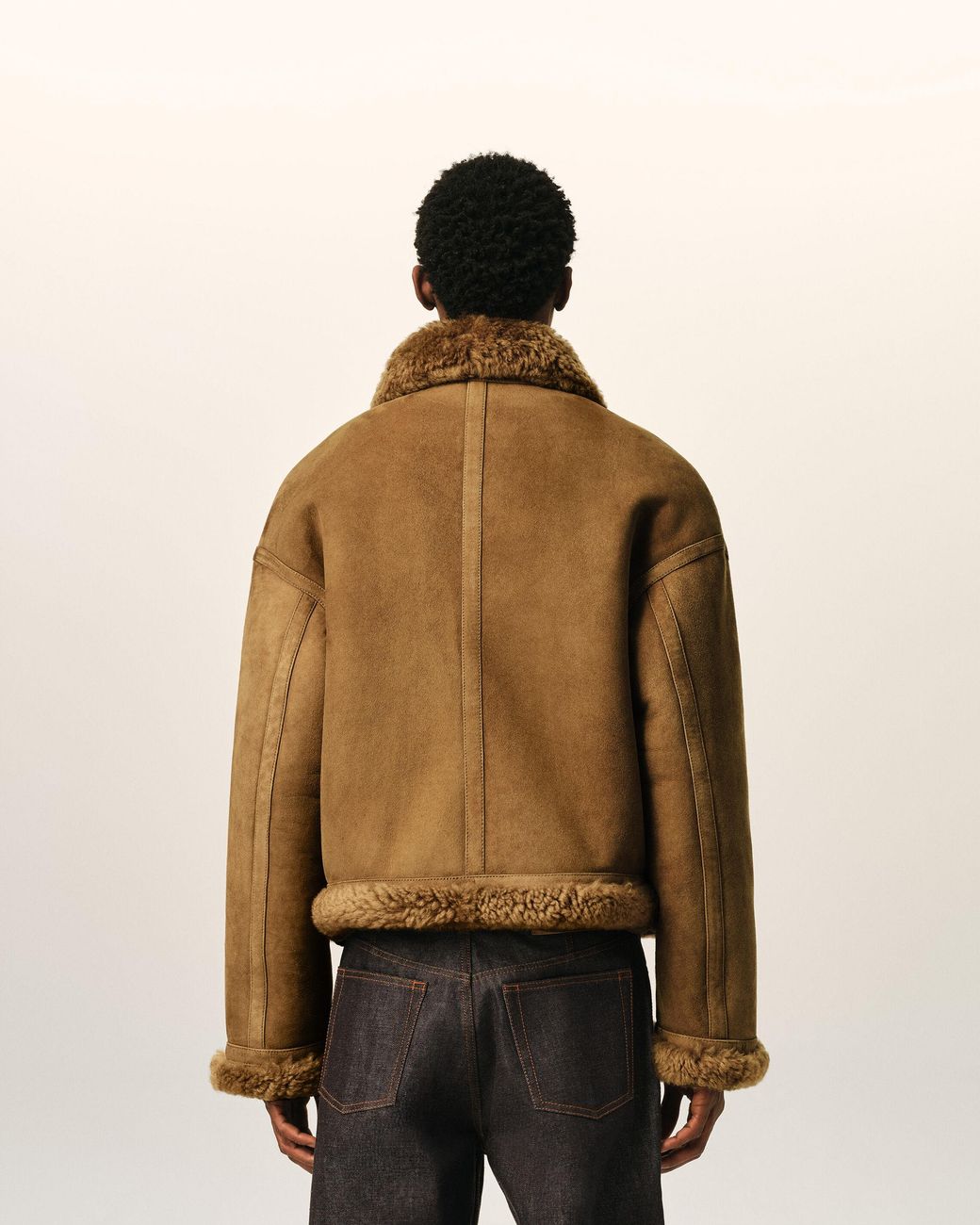 AMI Natural Sheep Shearling Aviator Jacket for men