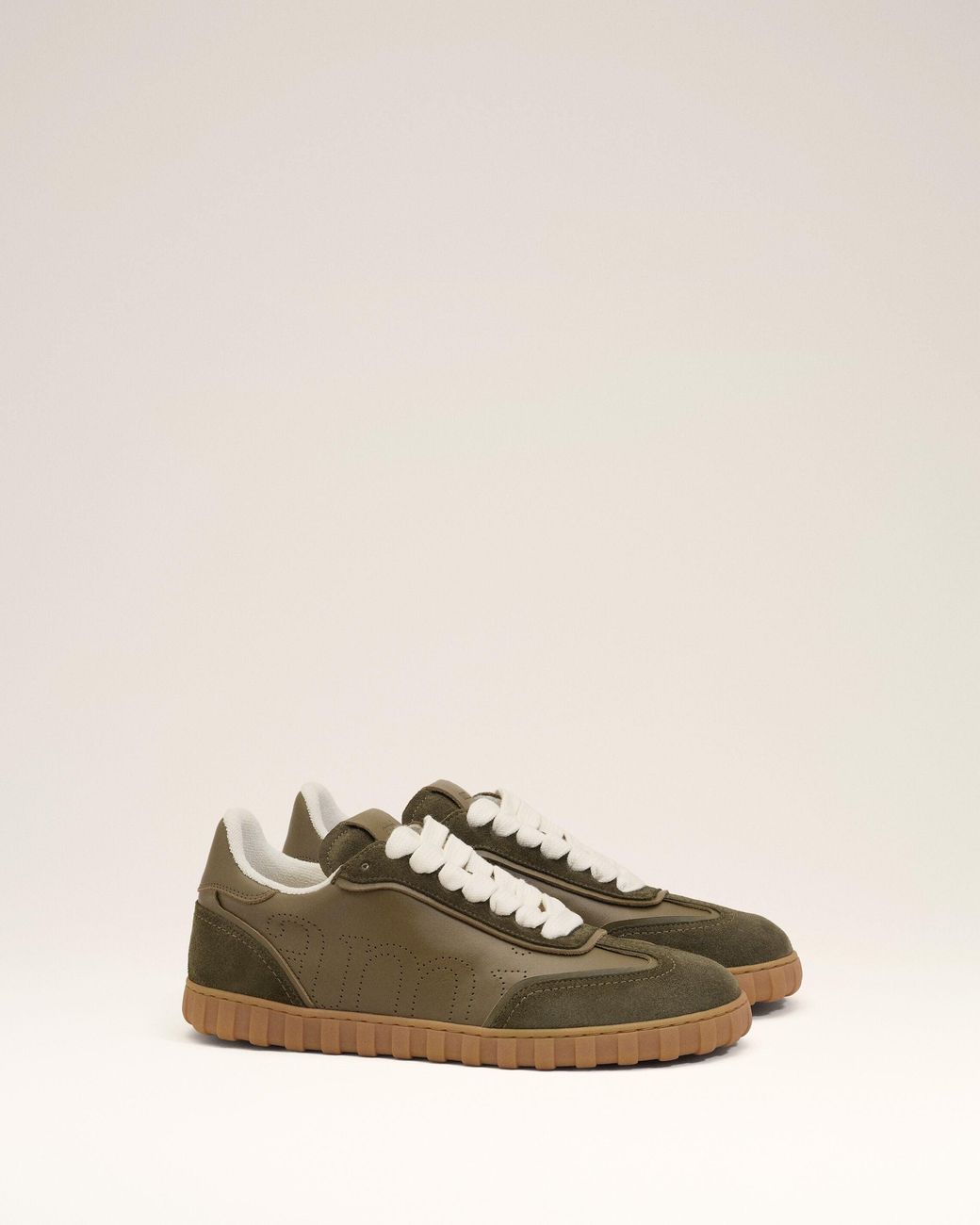 AMI Natural Cowhide Leather Step Sneakers