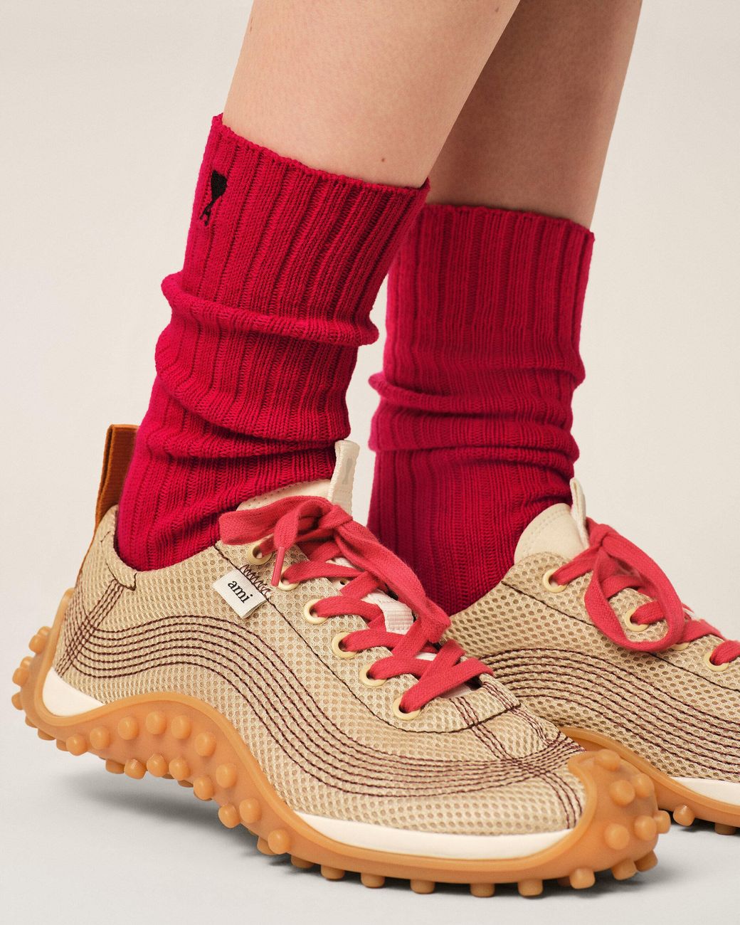 AMI Red Cotton Socks With Ami De Coeur
