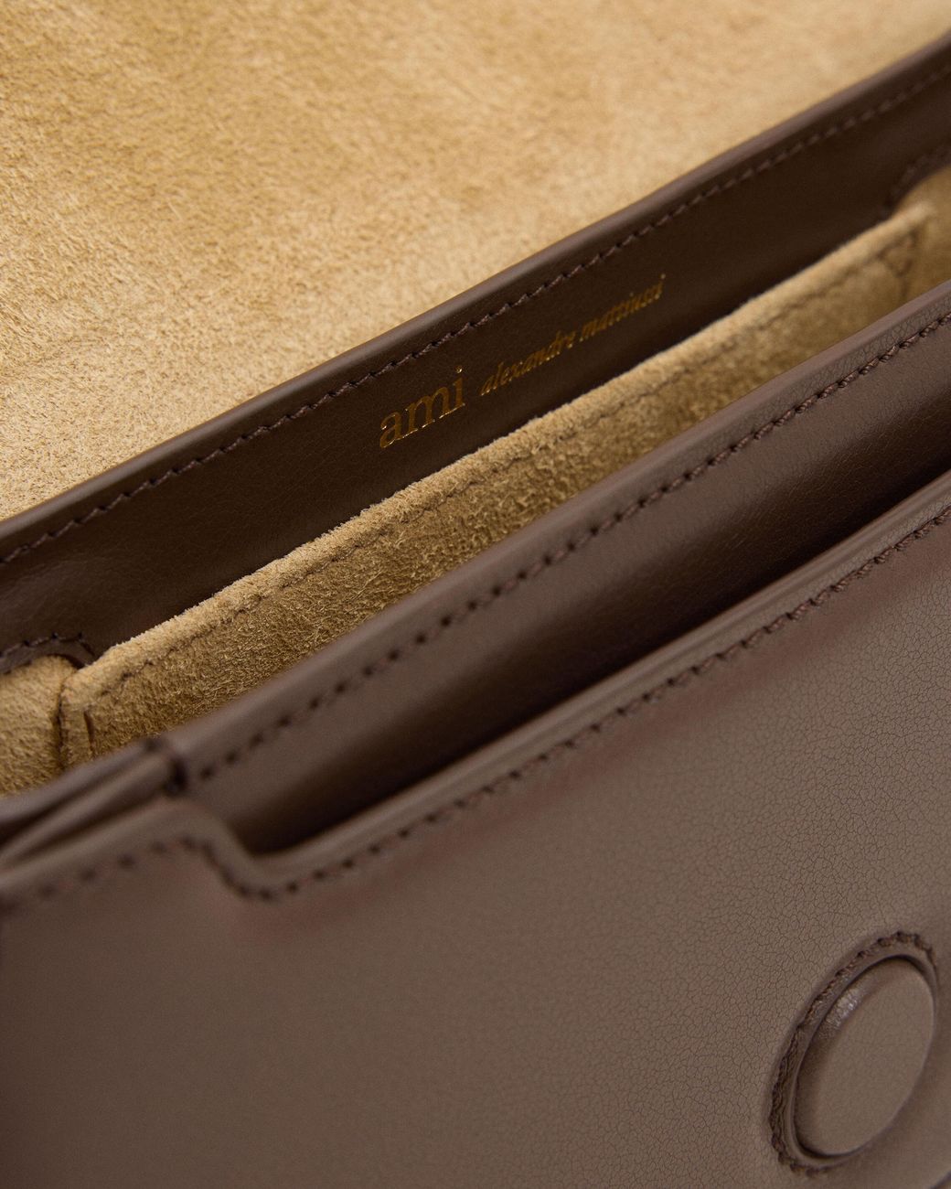 AMI Natural Cowhide Leather Paris Paris Shoulder Bag