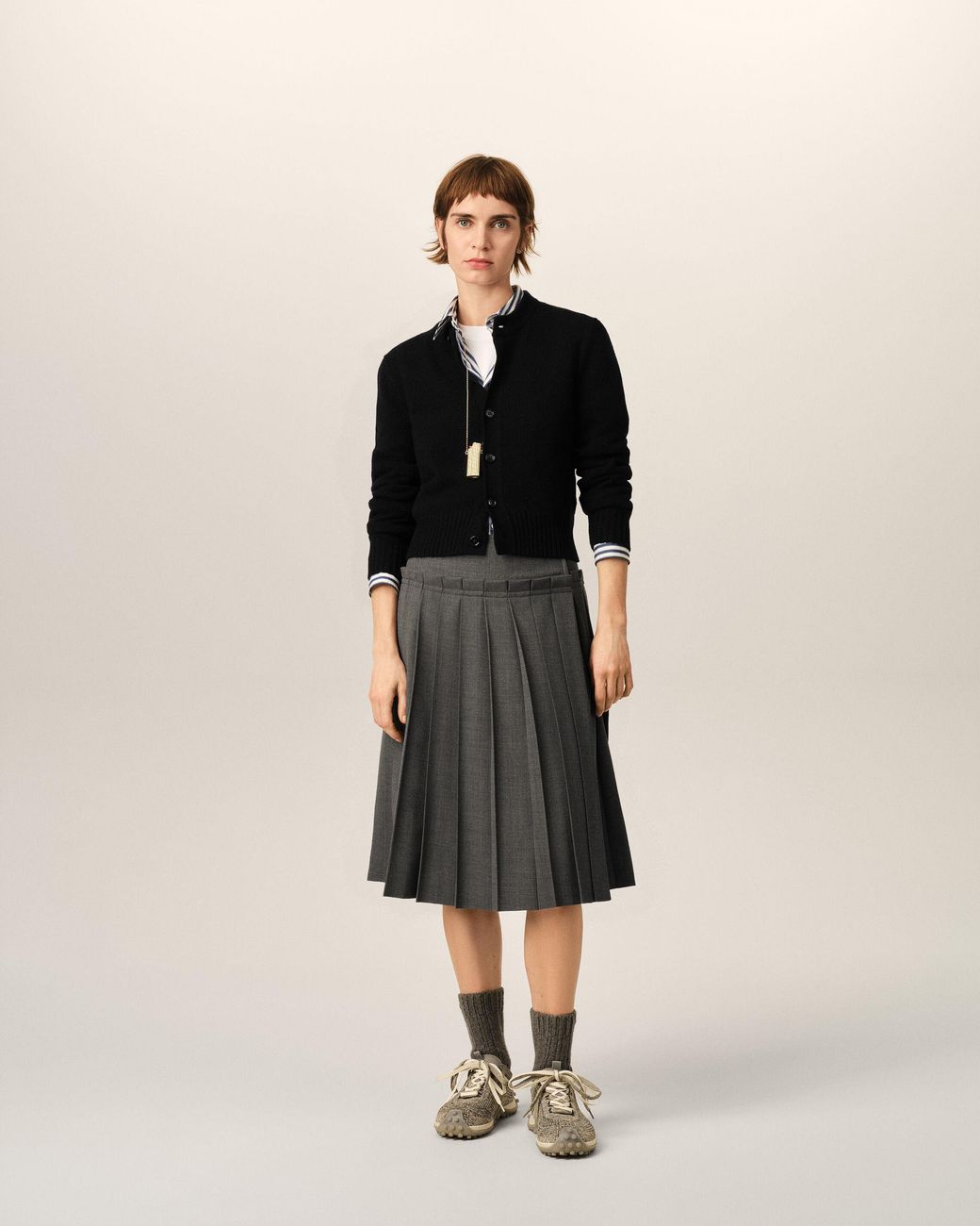 AMI Black Crewneck Cashmere Cardigan With Ami De Coeur