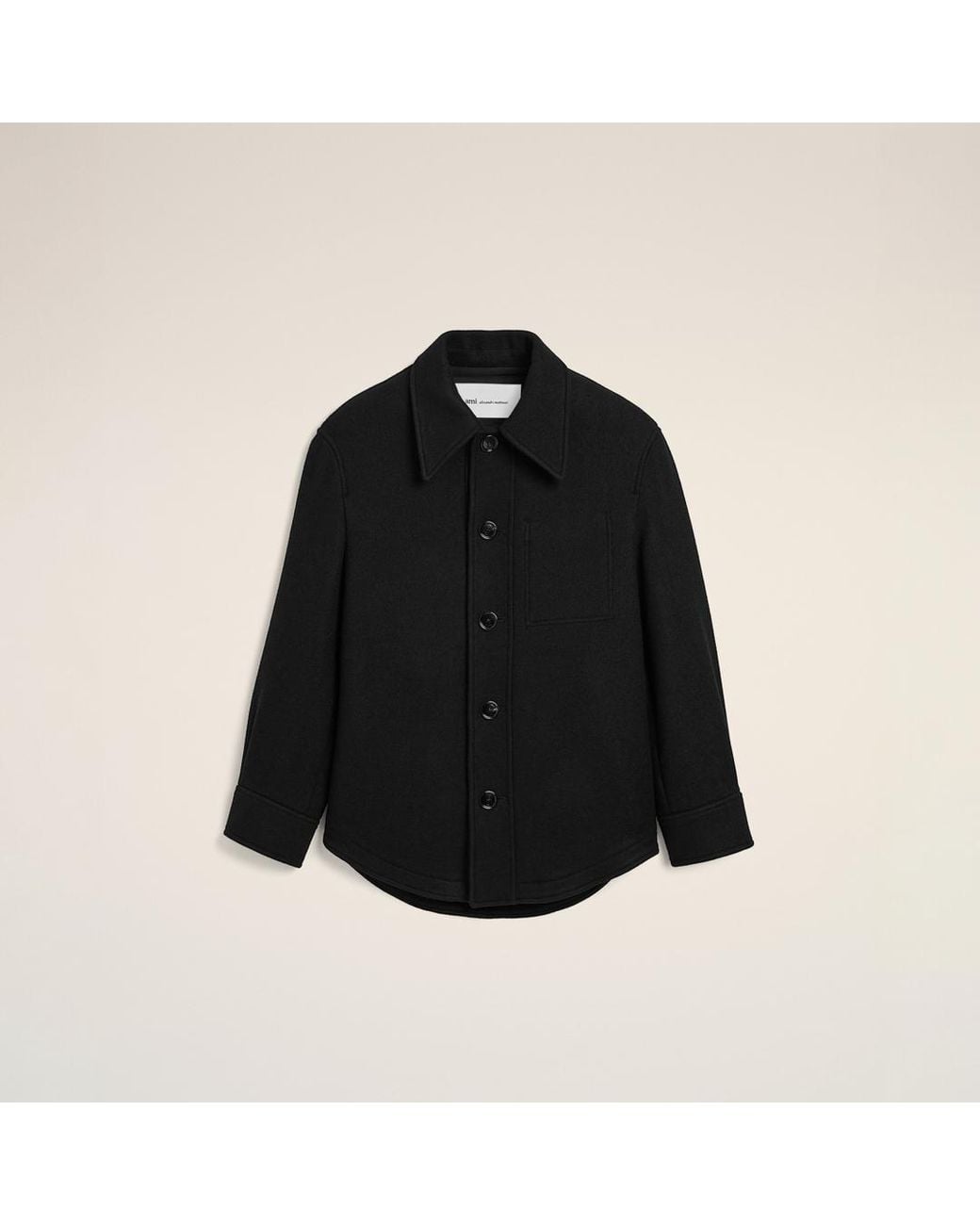 AMI Black Wool Button-Down Jacket