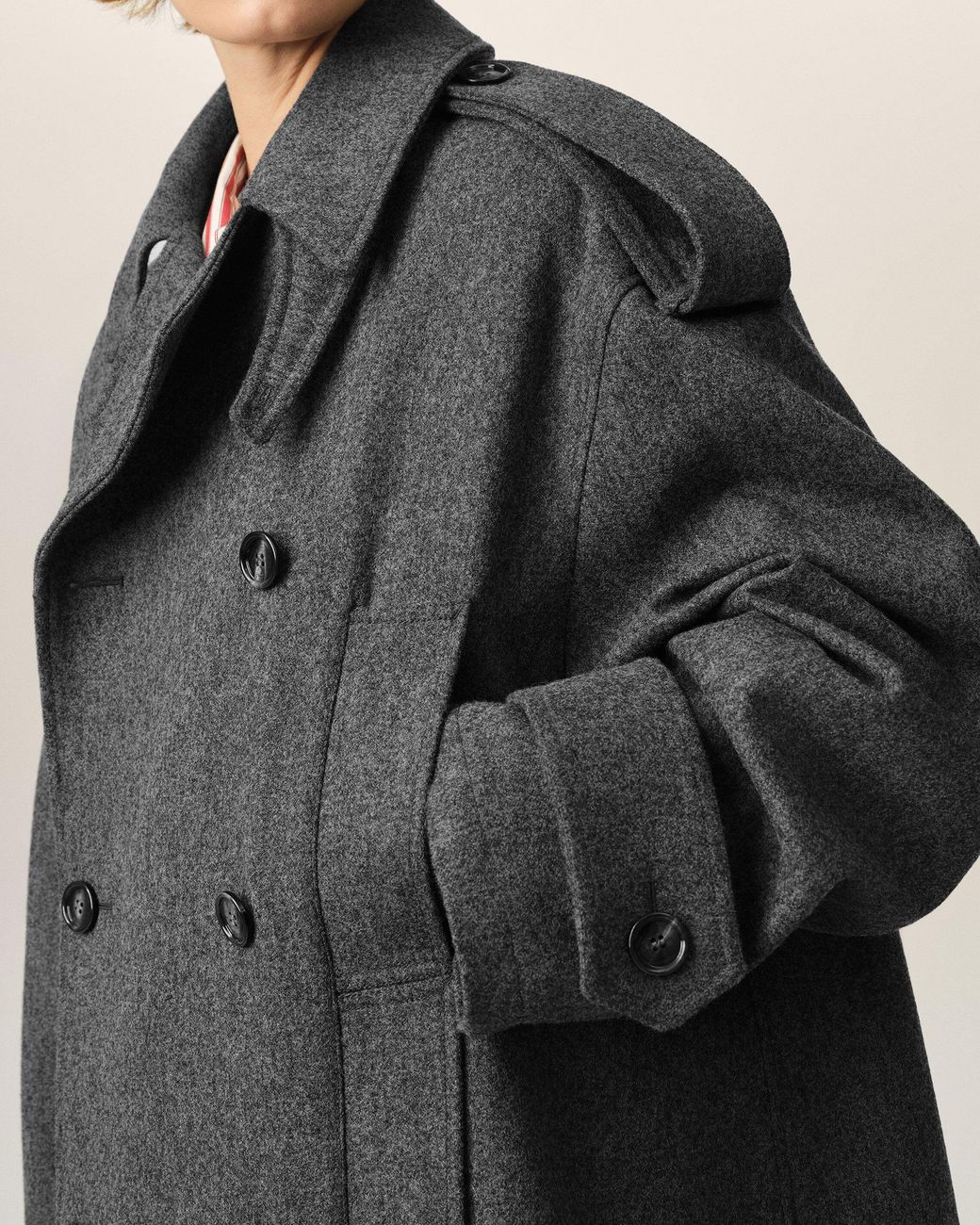 AMI Gray Wool Trench Coat
