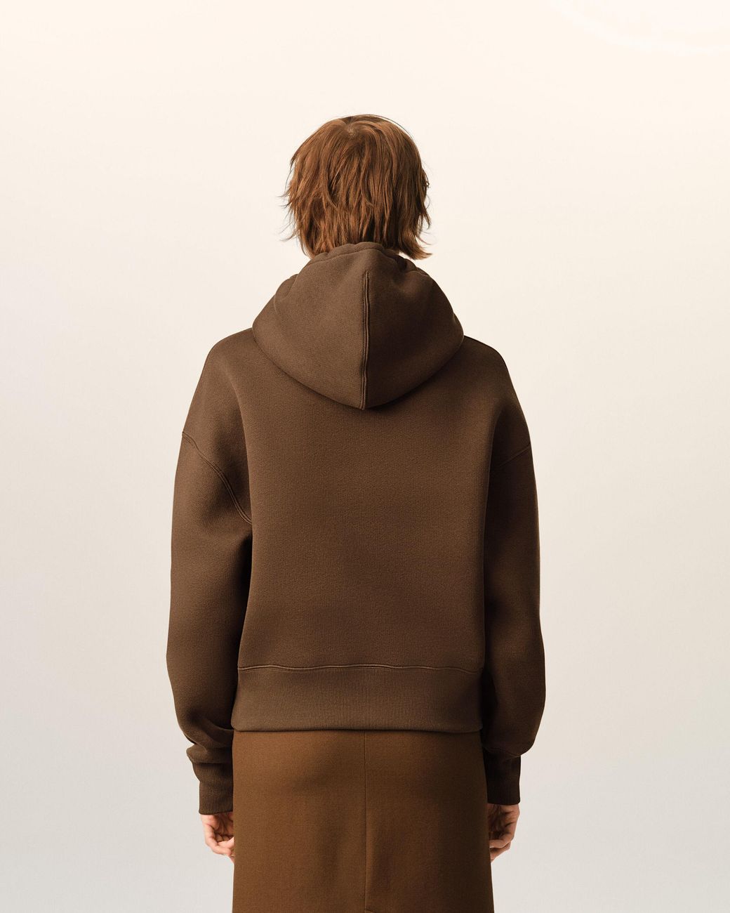 AMI Brown Cotton Hoodie With Embossed Ami De Coeur