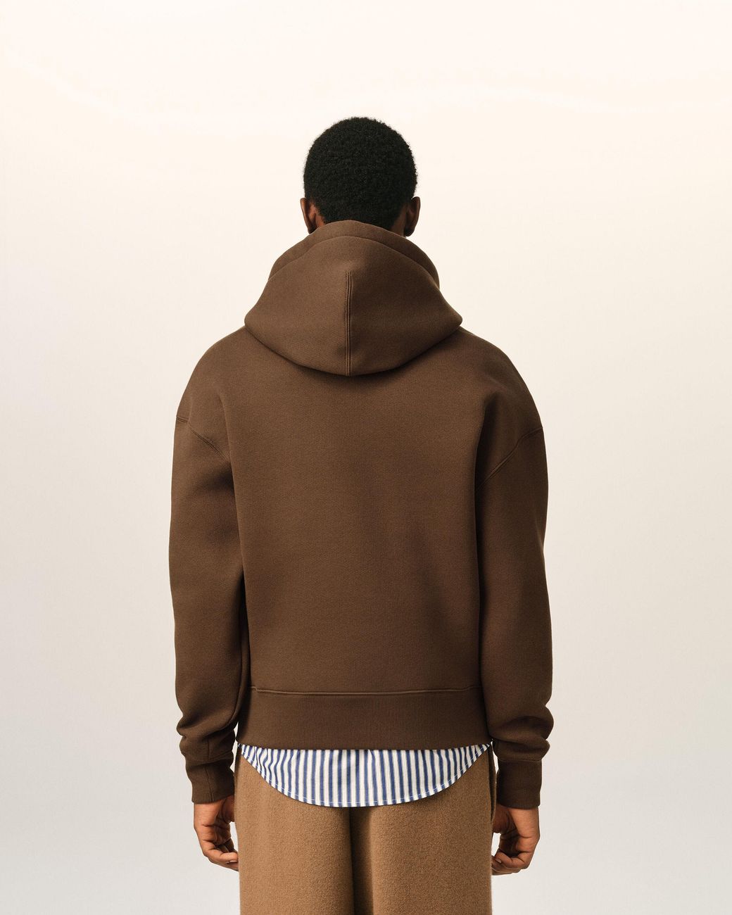 AMI Brown Cotton Hoodie With Embossed Ami De Coeur