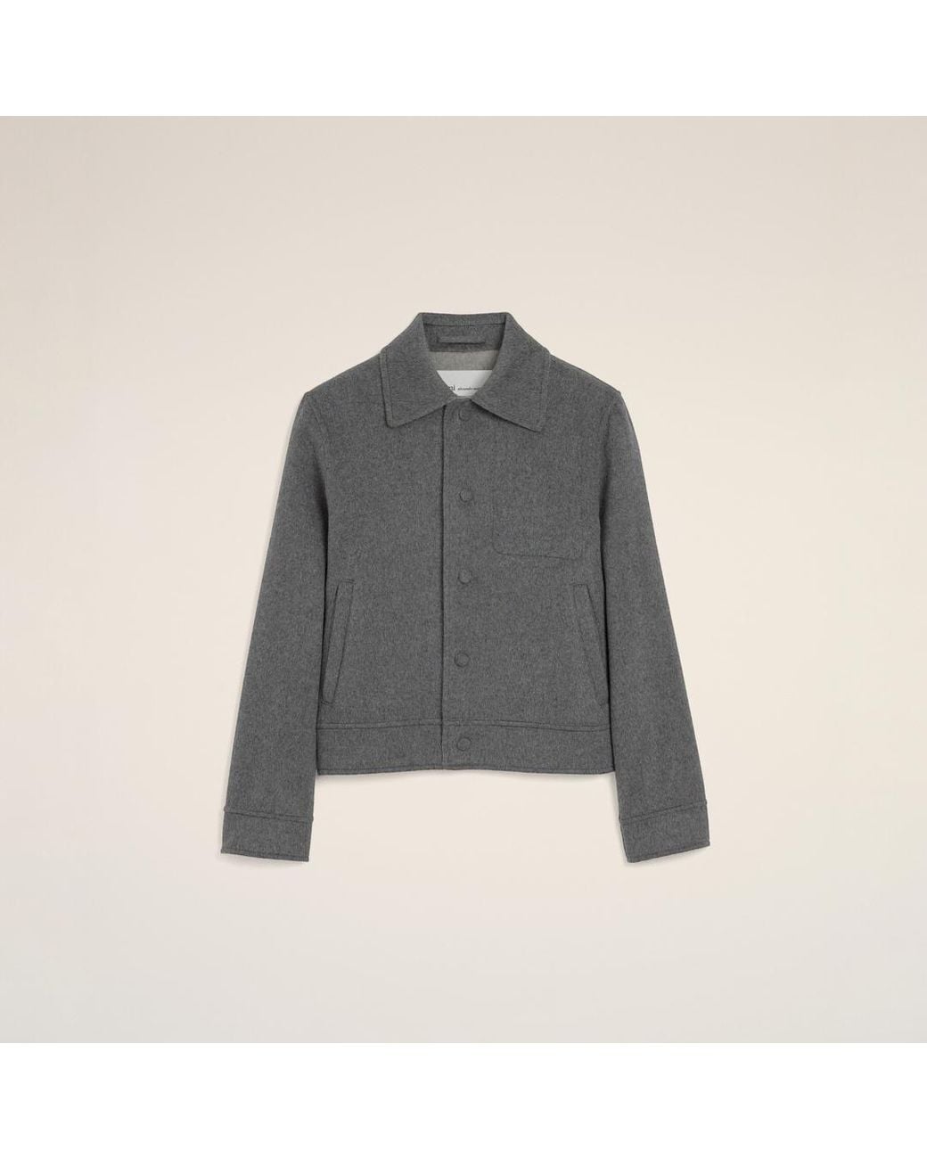 AMI Gray Button-Down Wool And Cashmere Jacket