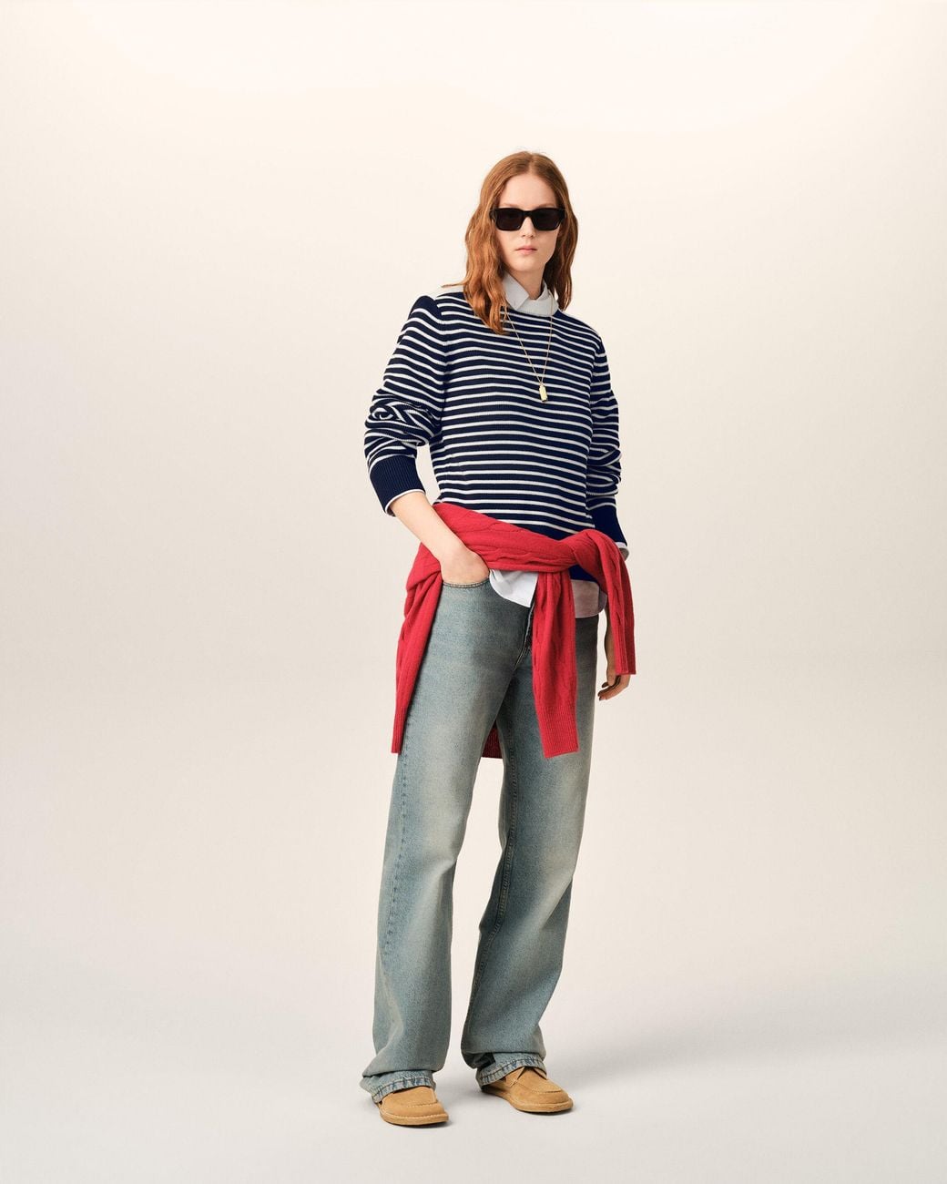 AMI Blue Sailor Striped Wool Crewneck Sweater