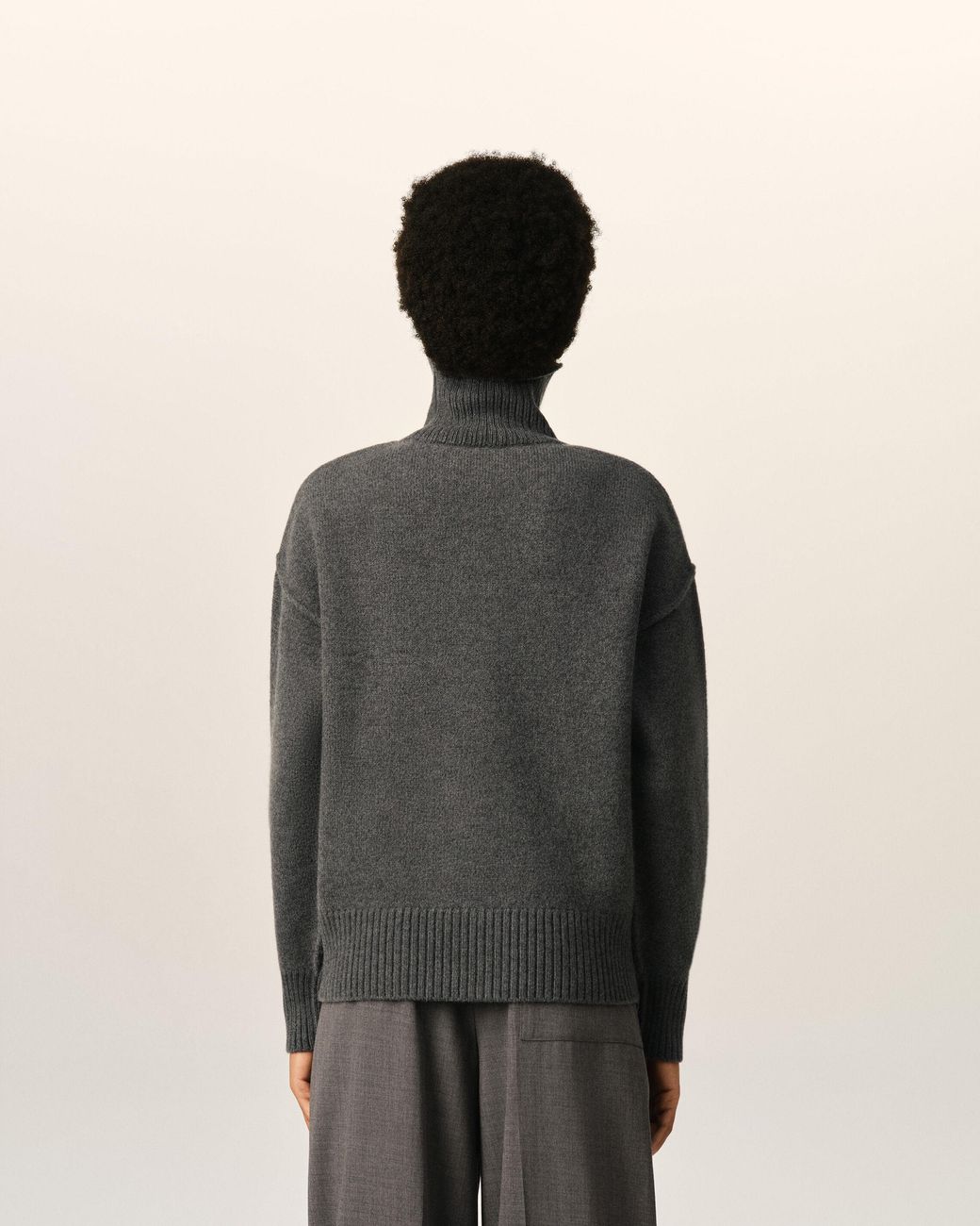 AMI Black Funell Neck Wool Sweater With Ami De Coeur