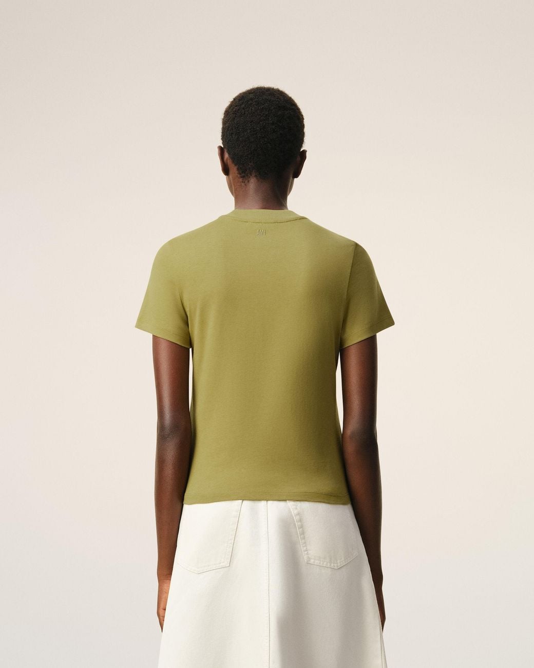 AMI Green Cotton Ami De Coeur Cropped T-Shirt