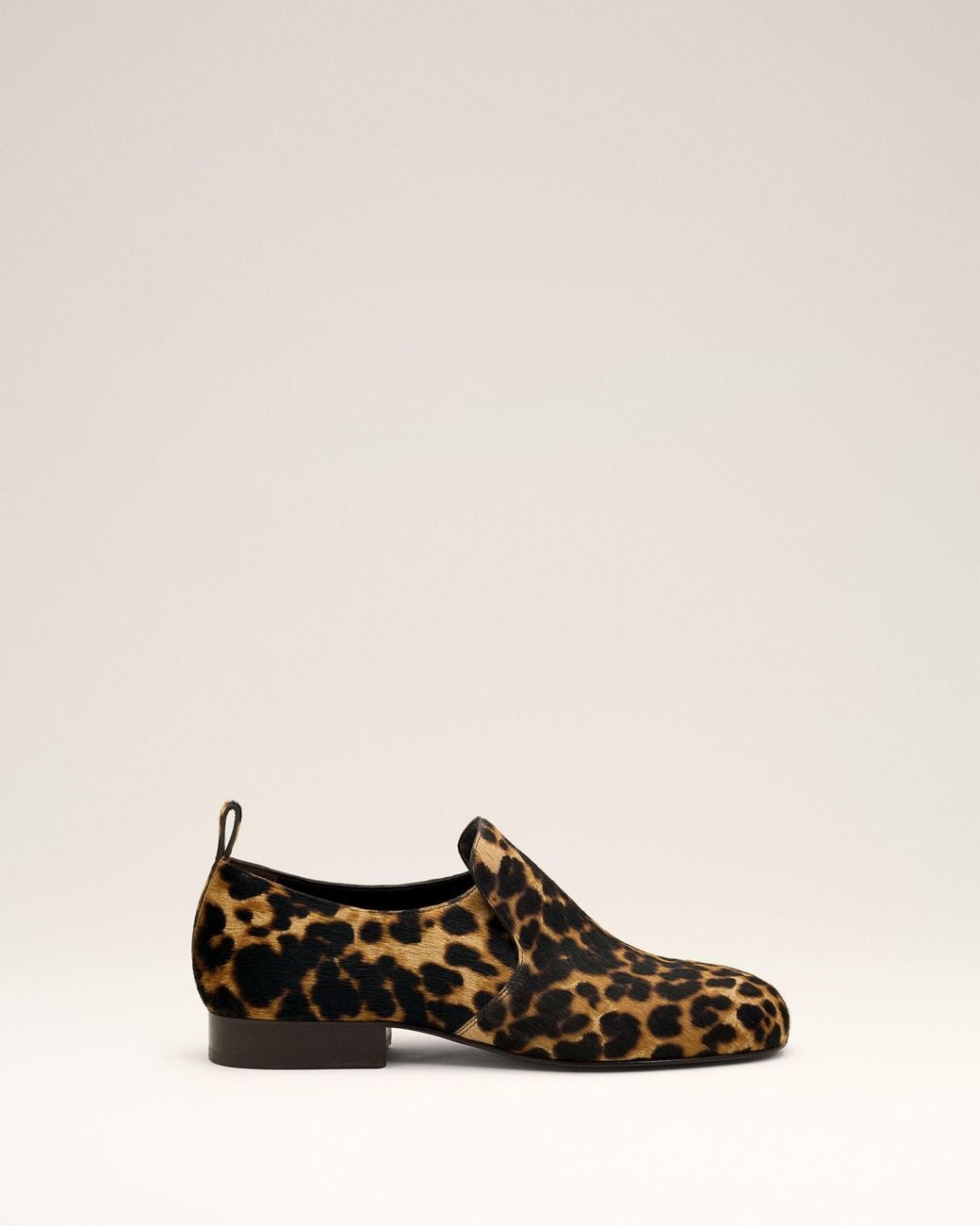 AMI Natural Leopard Printed Flat Cowhide Leather Shoes