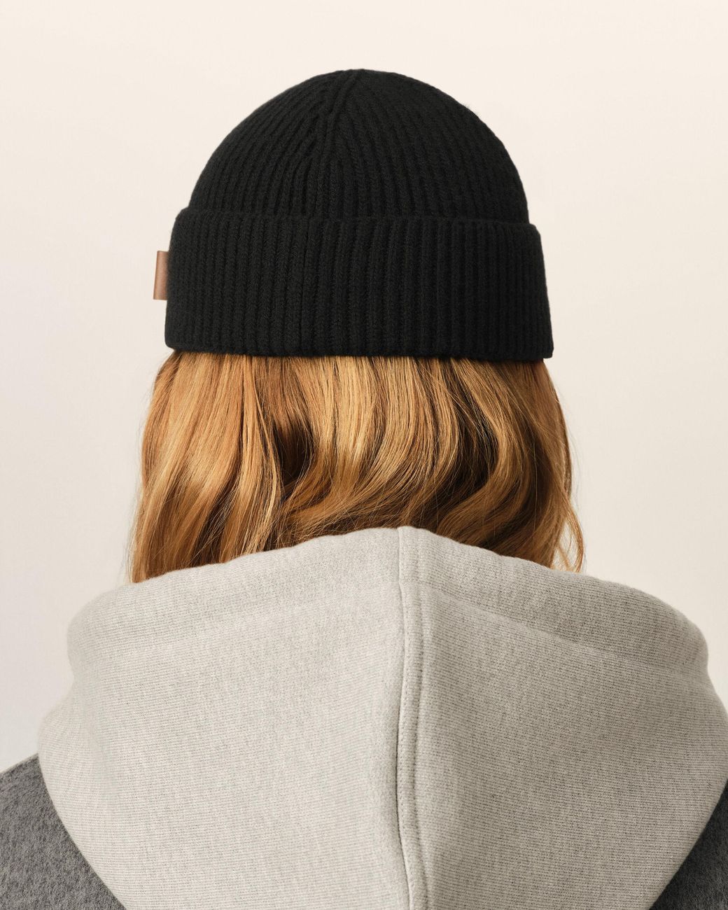 AMI Black Wool Ami Leather Label Beanie