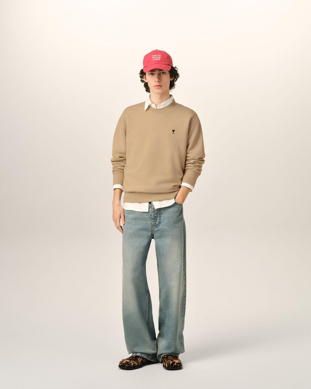 AMI Natural Cotton Sweatshirt With Ami De Coeur for men