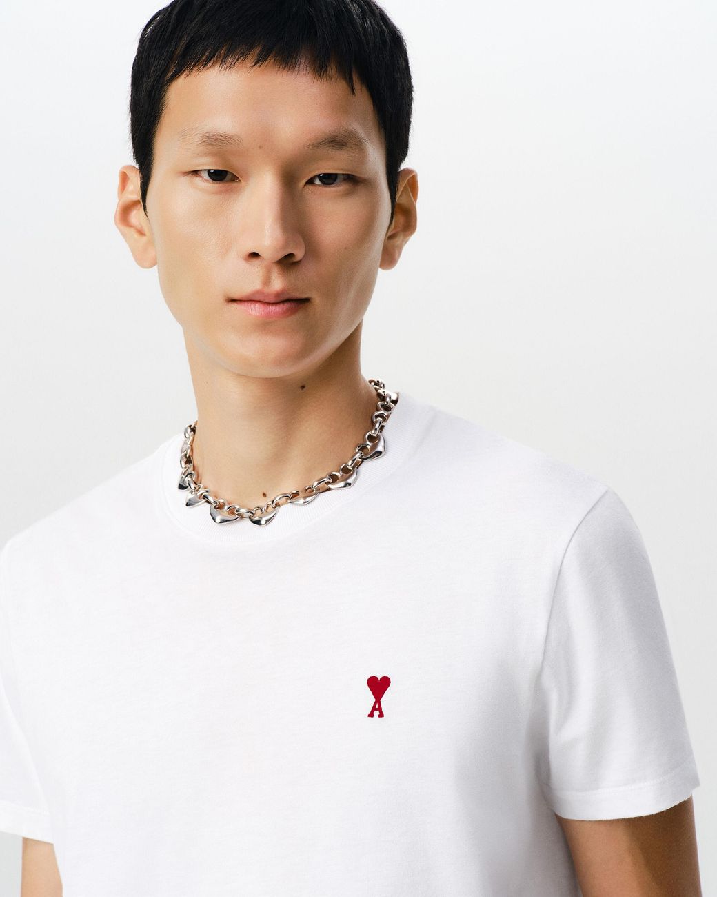 AMI Natural Cotton T-Shirt With Ami De Coeur