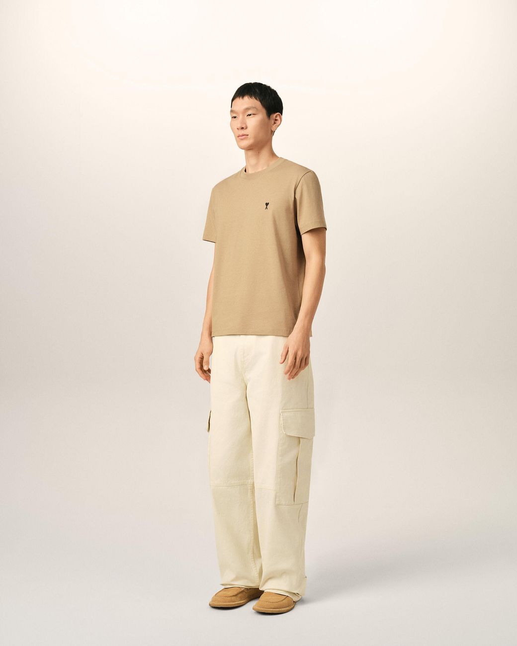AMI Natural Cotton T-Shirt With Ami De Coeur for men