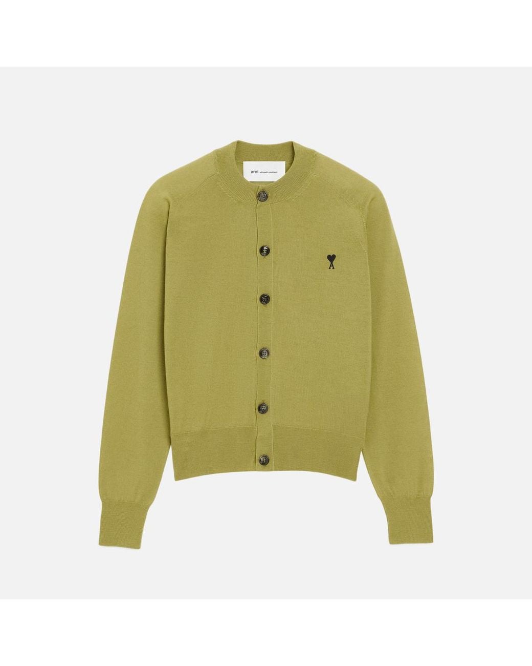 AMI Green Wool Crewneck Ami De Coeur Cardigan