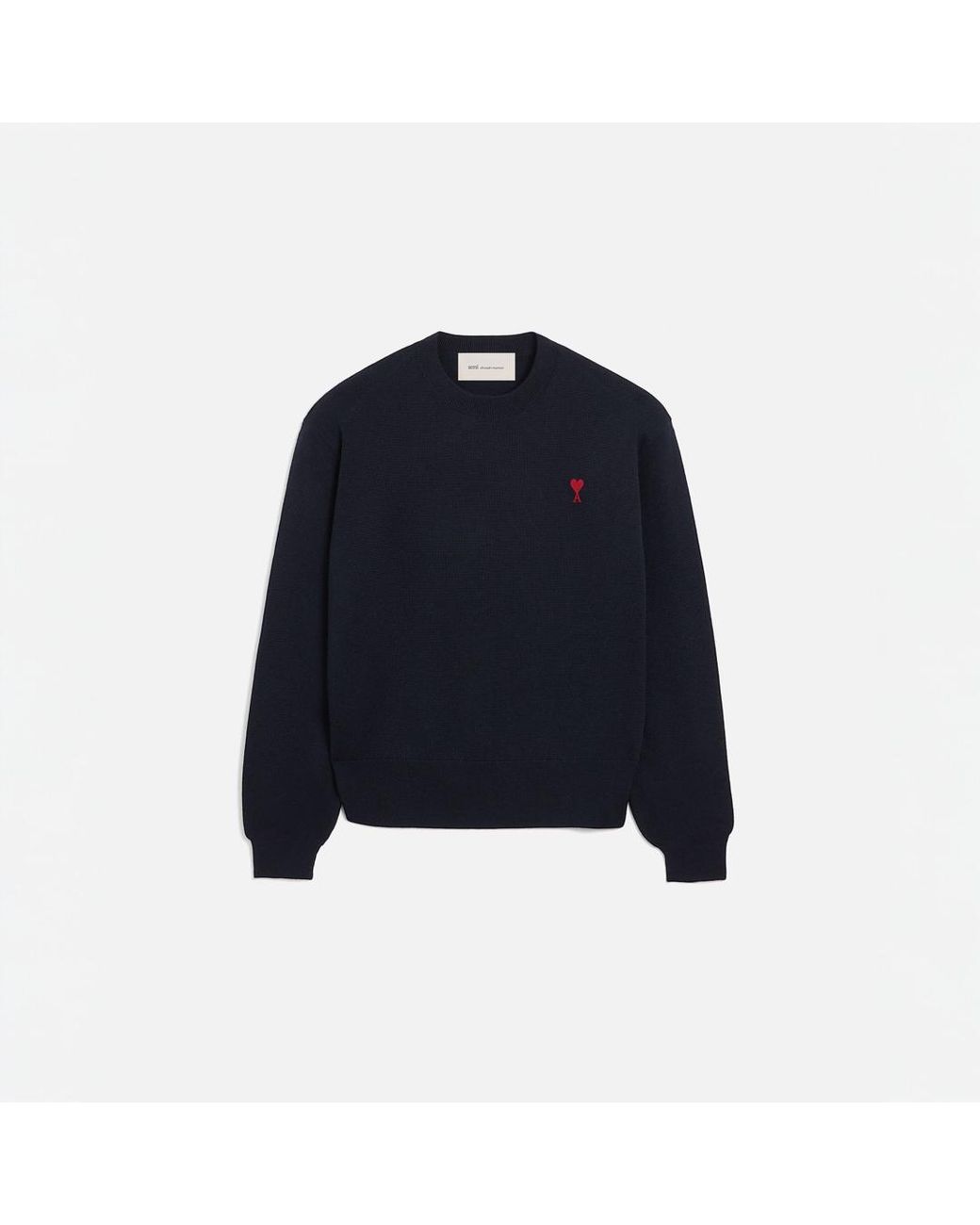 AMI Blue Crewneck Wool Sweater With Ami De Coeur for men