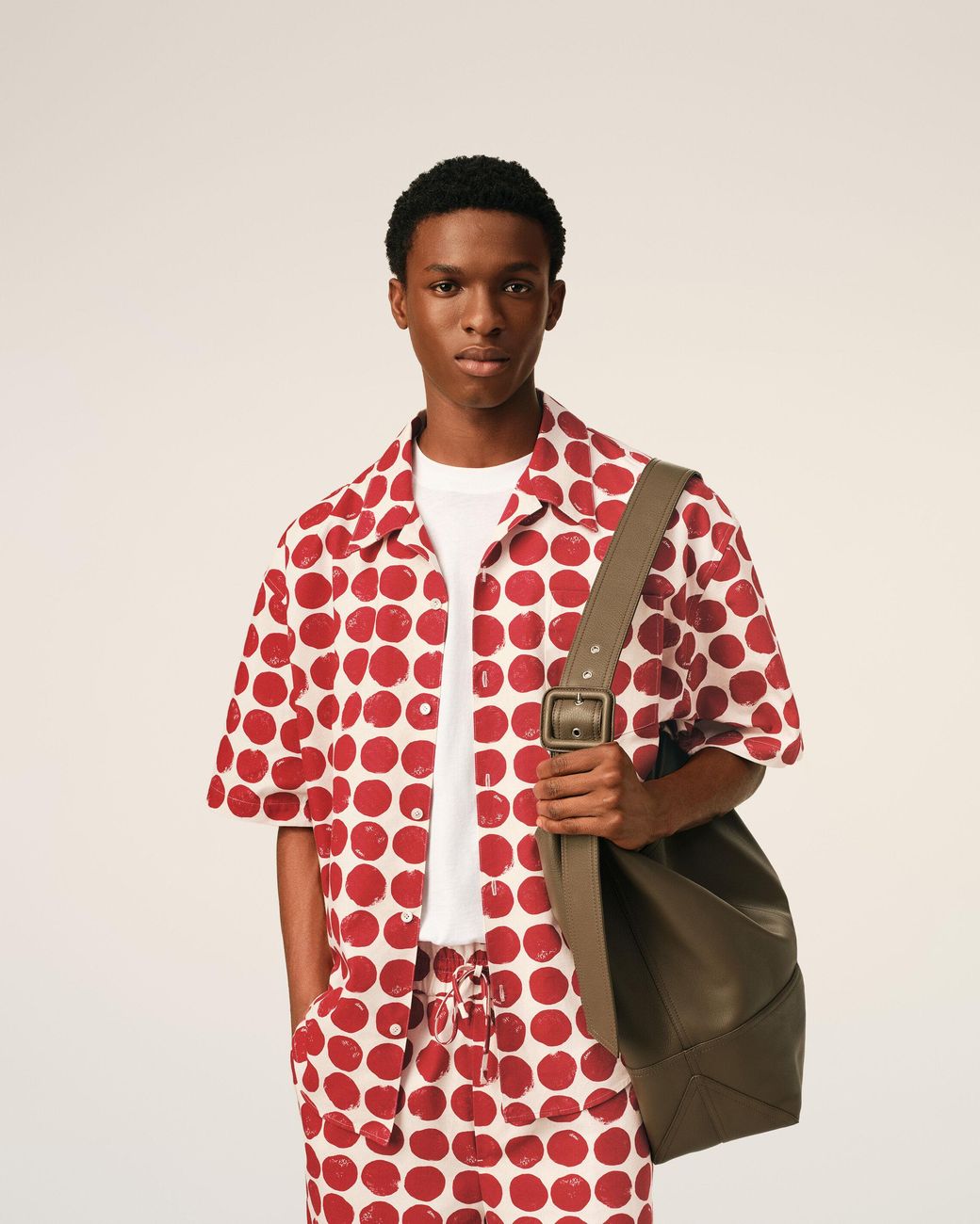 AMI Red Polka-Dot Boxy Cotton Short-Sleeve Shirt for men