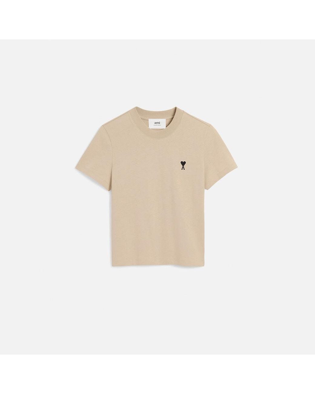 AMI Natural Cotton Cropped Ami De Coeur T-Shirt
