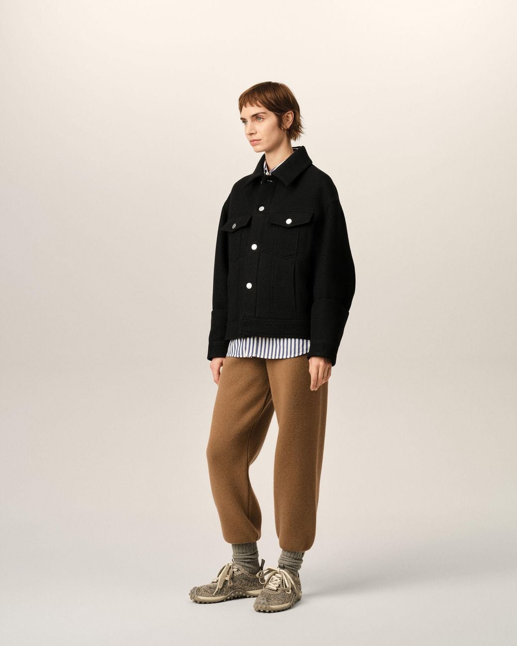 AMI Black Wool Trucker Jacket