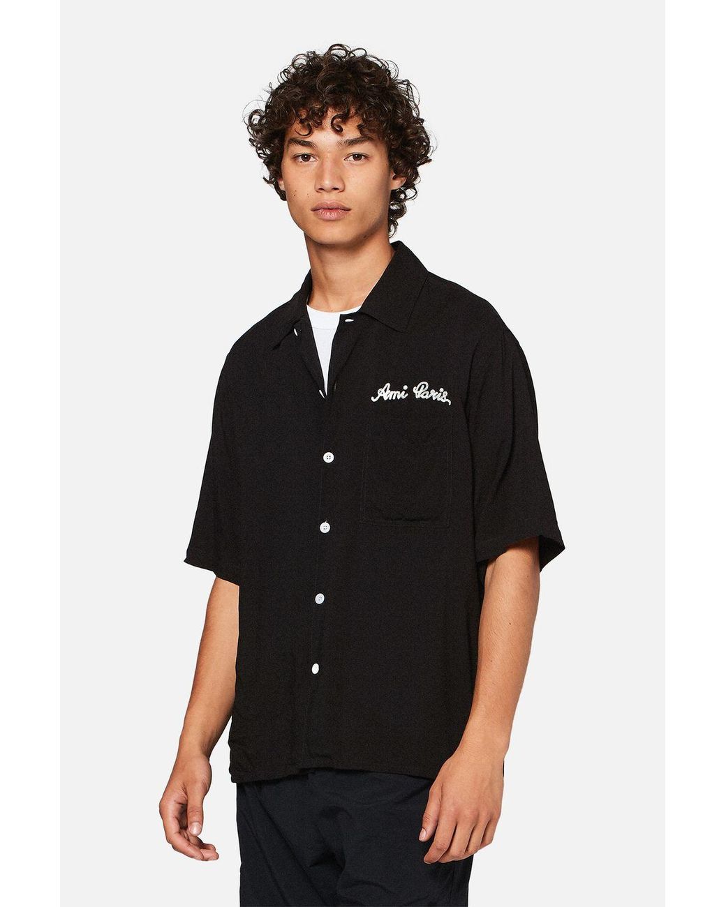 AMI Camp Collar Shirt in Black for Men 