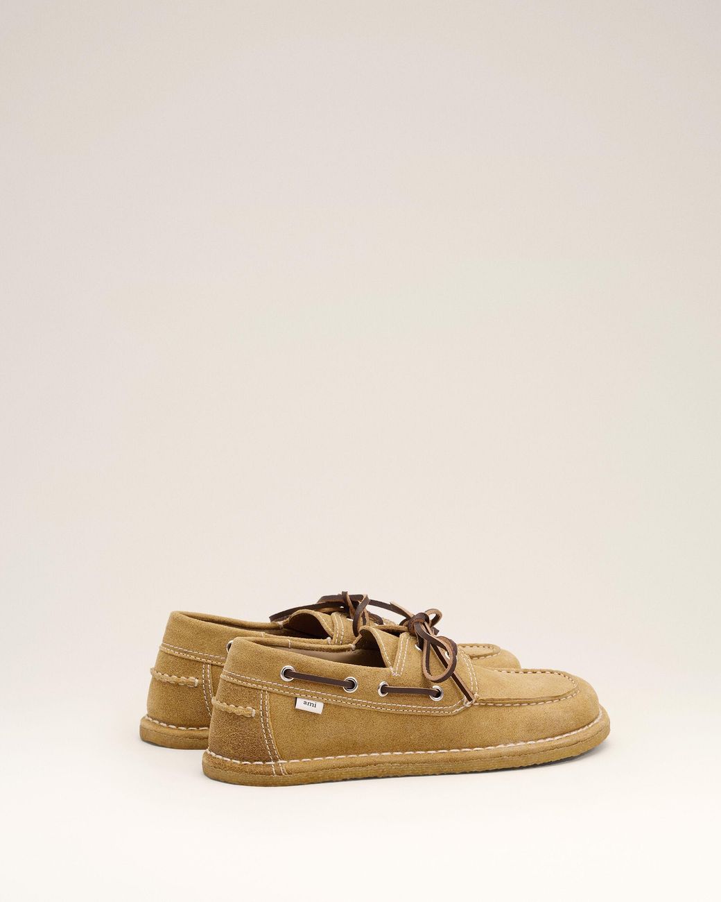 AMI Natural Cow Leather Boat Shoes
