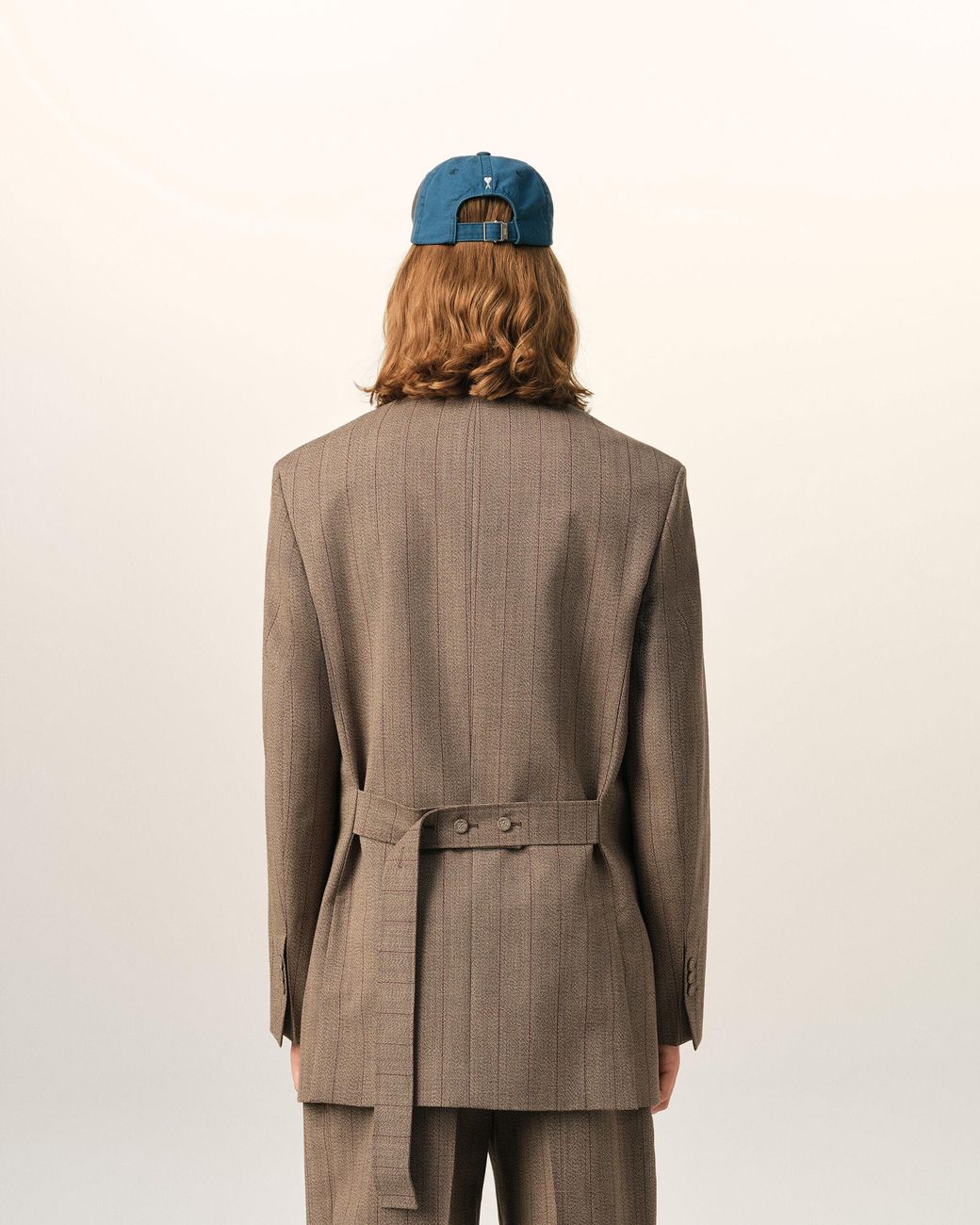 AMI Natural Double Breasted Striped Wool Blazer for men