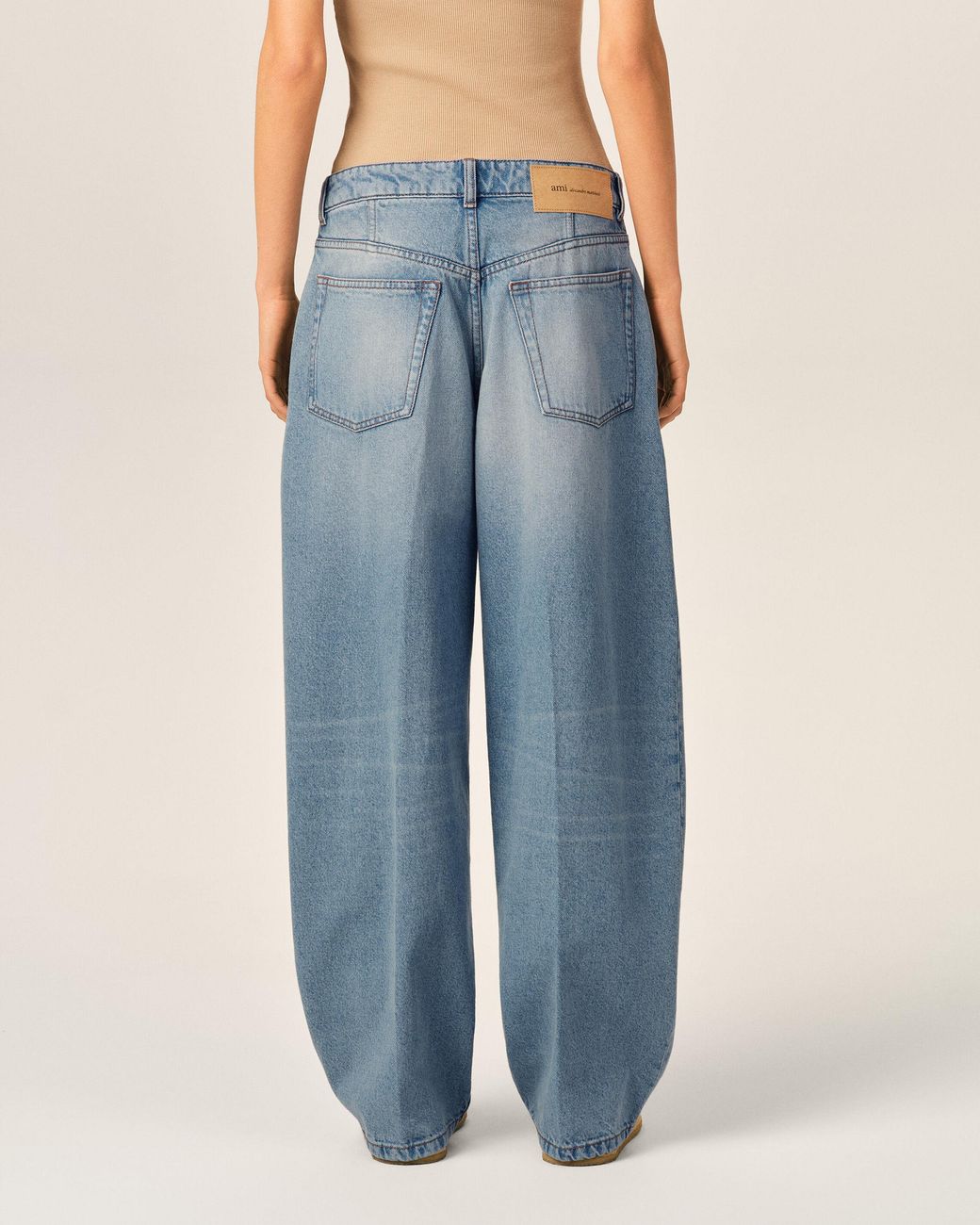 AMI Blue Balloon-Fit Cotton Jeans