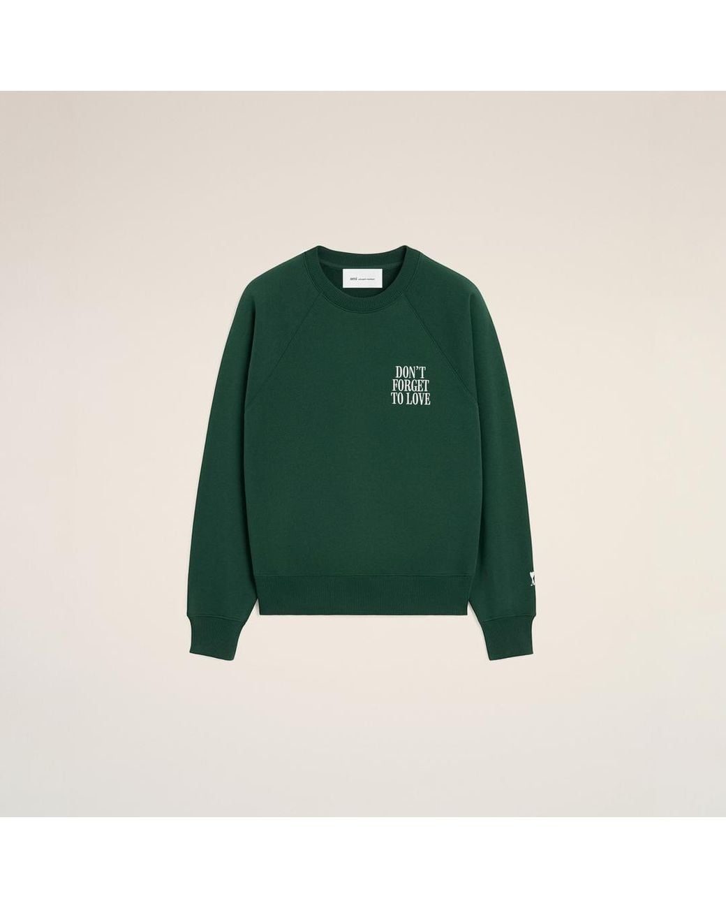 AMI Green Cotton "Don'T Forget To Love" Sweatshirt