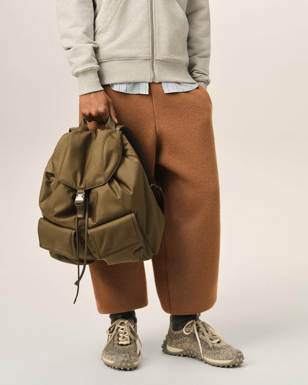 AMI Natural Nylon Marcel Flap Backpack