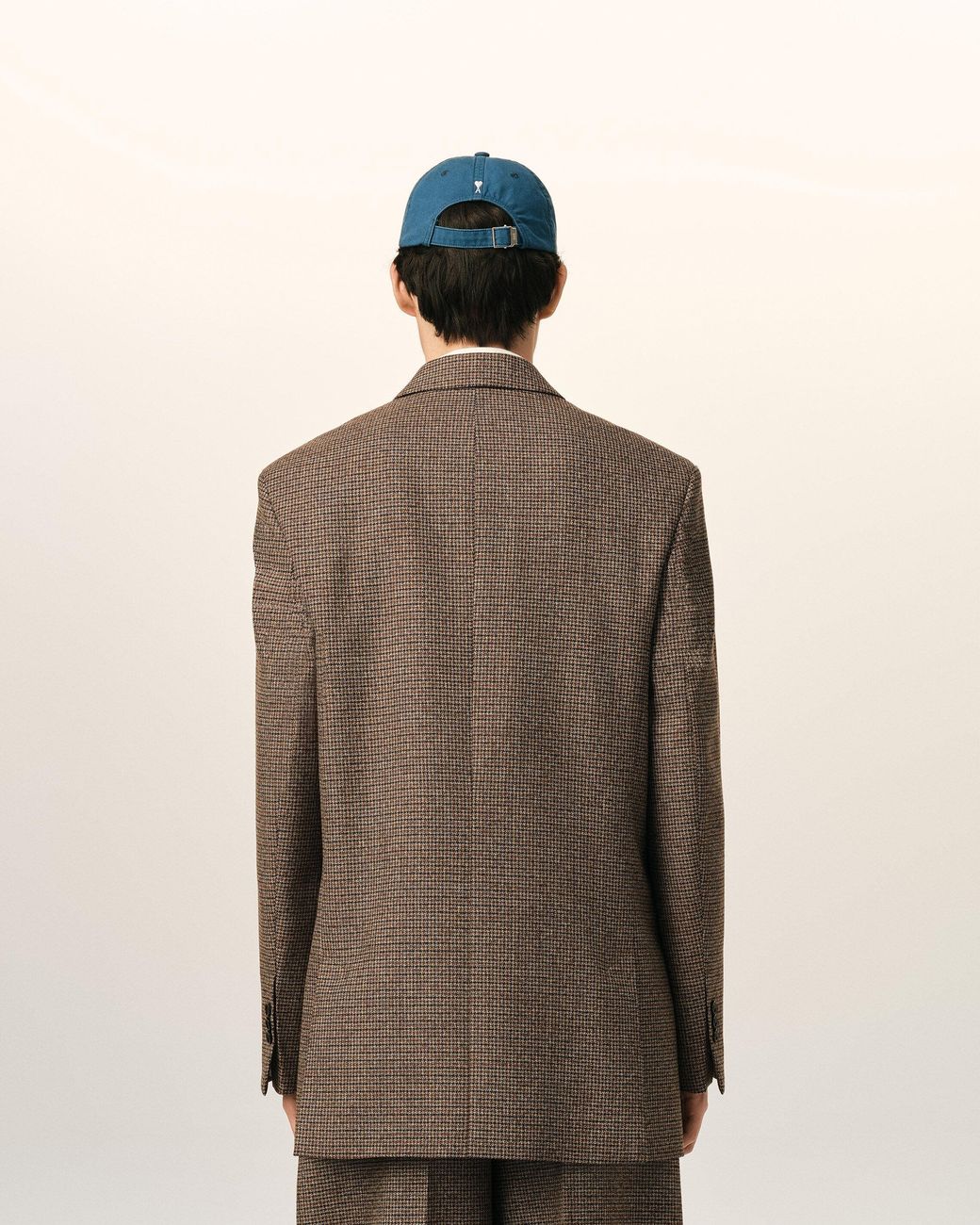 AMI Brown Double Breasted Houndstooth Wool Blazer for men