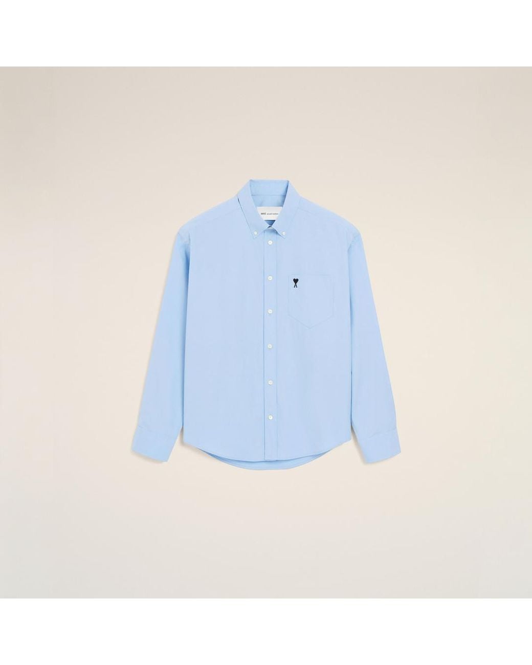 AMI Blue Boxy Cotton Shirt With Ami De Coeur for men