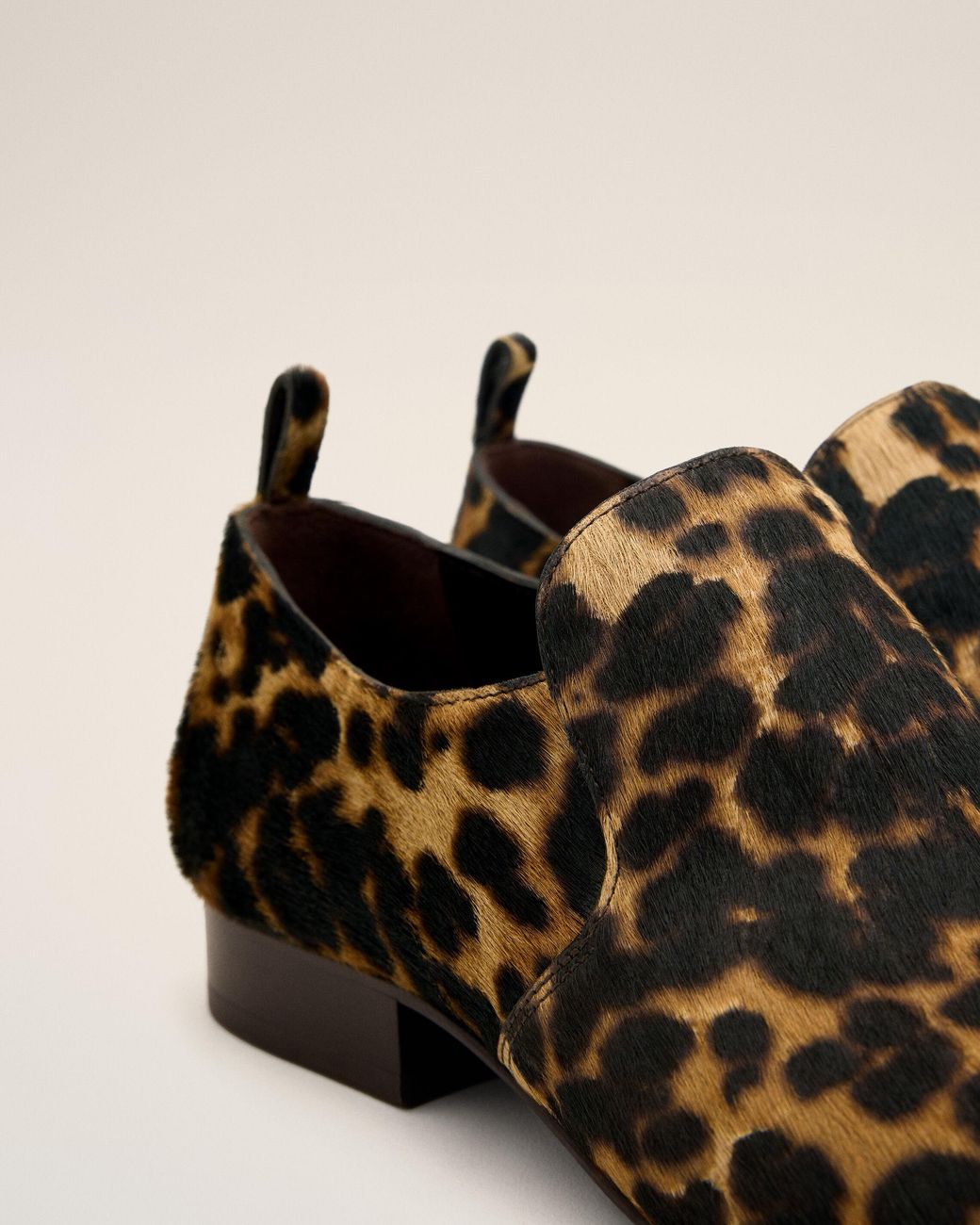 AMI Natural Leopard Printed Flat Cowhide Leather Shoes
