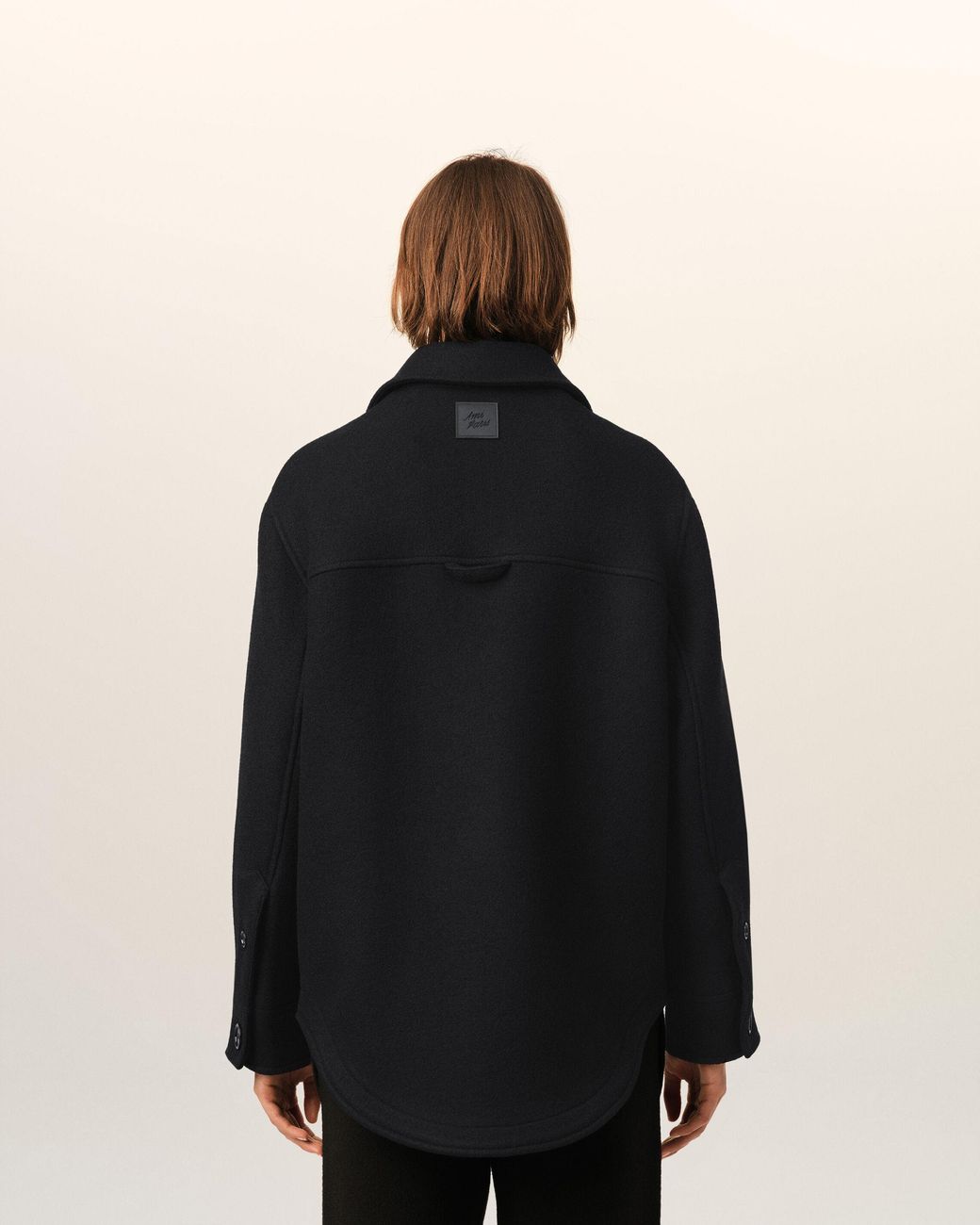 AMI Black Wool Button-Down Jacket