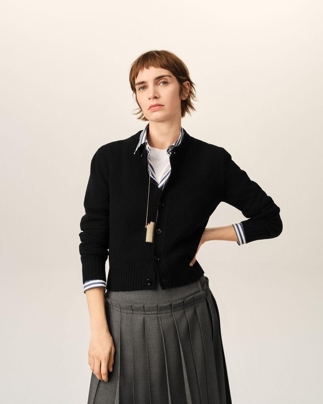 AMI Black Crewneck Cashmere Cardigan With Ami De Coeur