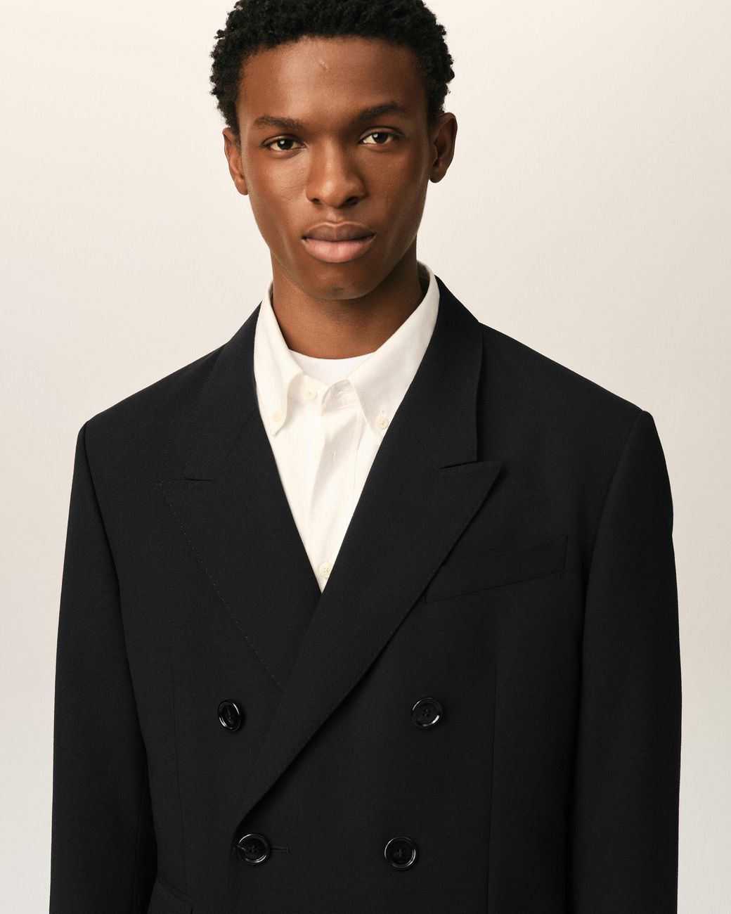 AMI Black Double Breasted Straight-Fit Wool Blazer for men