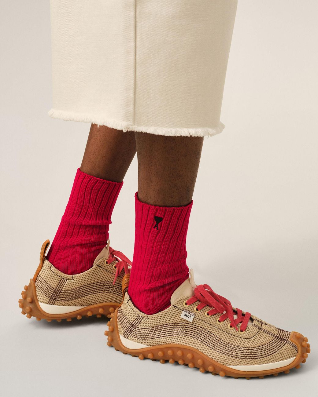 AMI Red Cotton Socks With Ami De Coeur