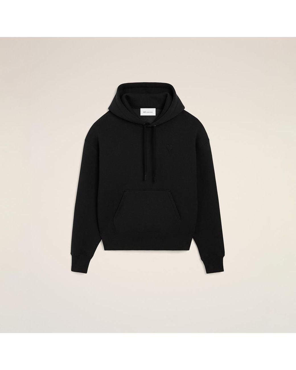 AMI Black Cotton Hoodie With Embossed Ami De Coeur