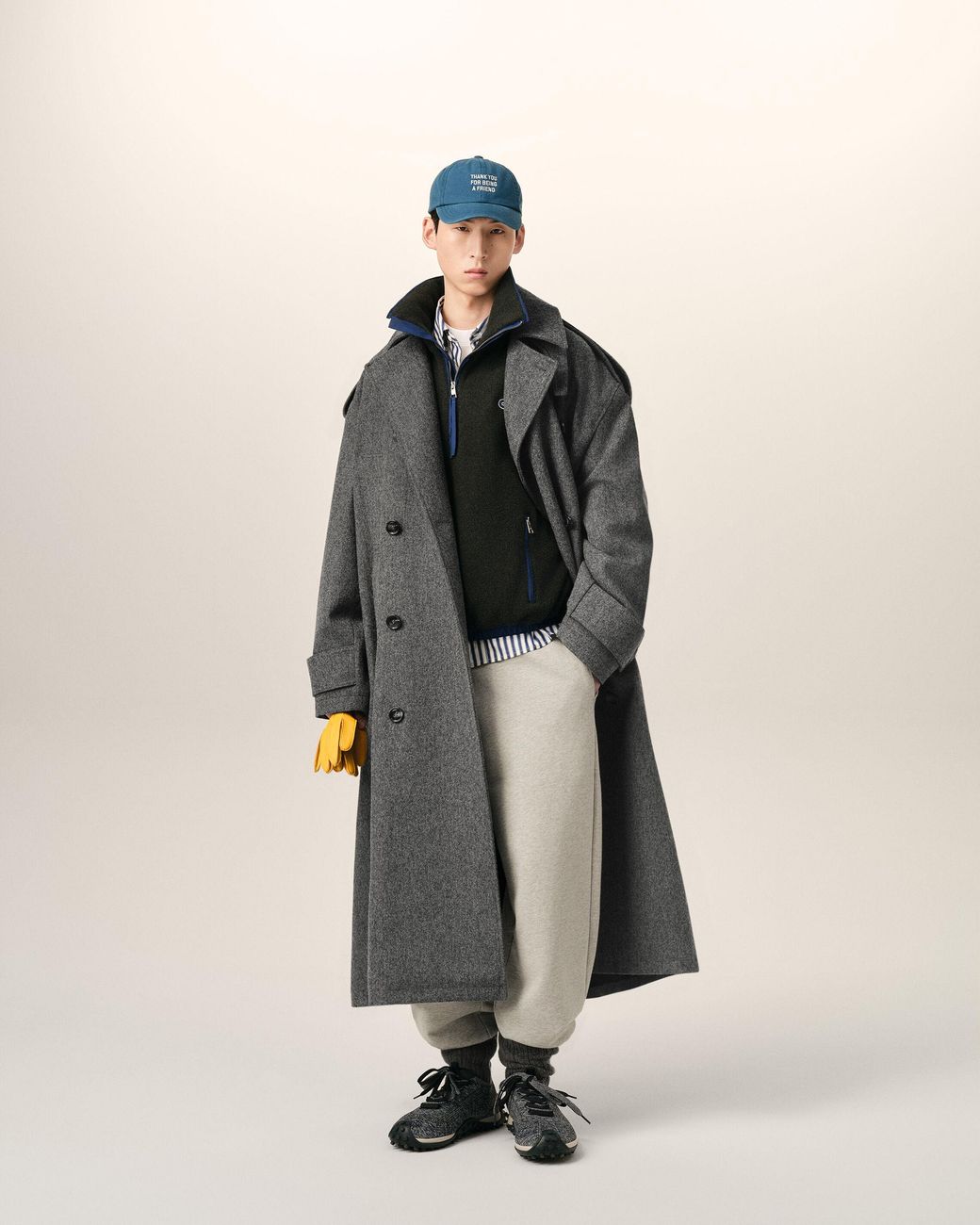AMI Gray Wool Trench Coat