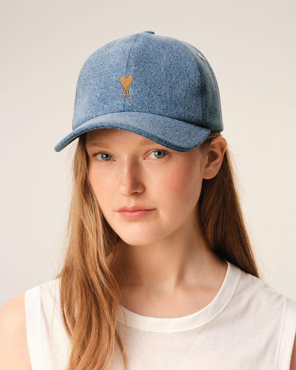 AMI Blue Denim Ami De Coeur Embroidery Cap