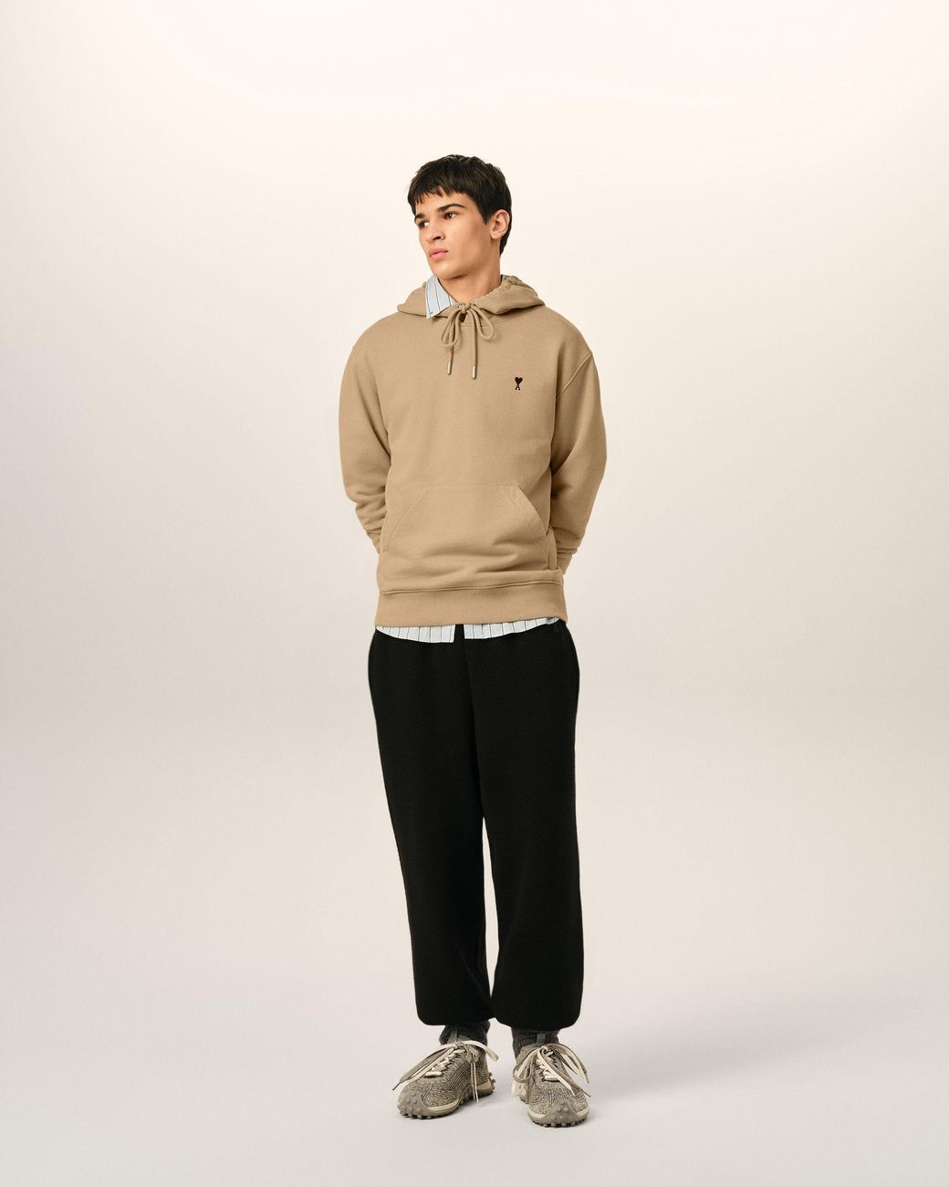 AMI Natural Cotton Hoodie With Ami De Coeur for men