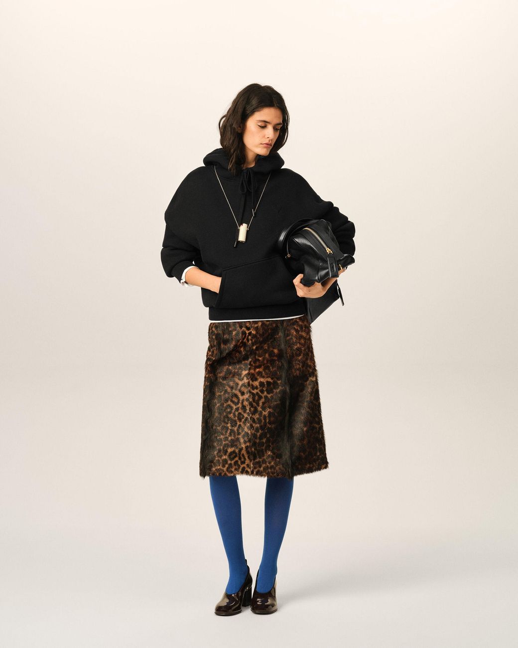 AMI Black Cotton Hoodie With Embossed Ami De Coeur