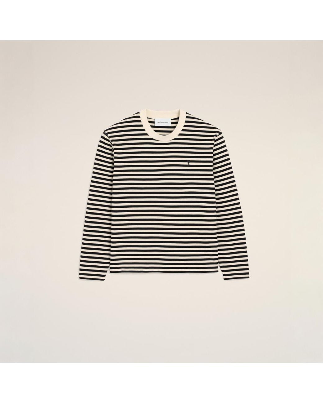 AMI Natural And Mariniere Cotton T-Shirt With Ami De Coeur