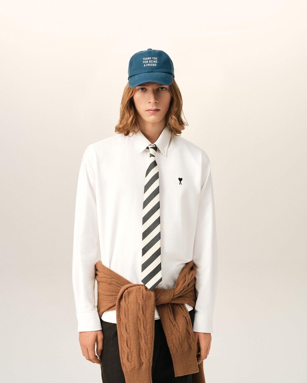 AMI Natural Cotton Shirt With Ami De Coeur