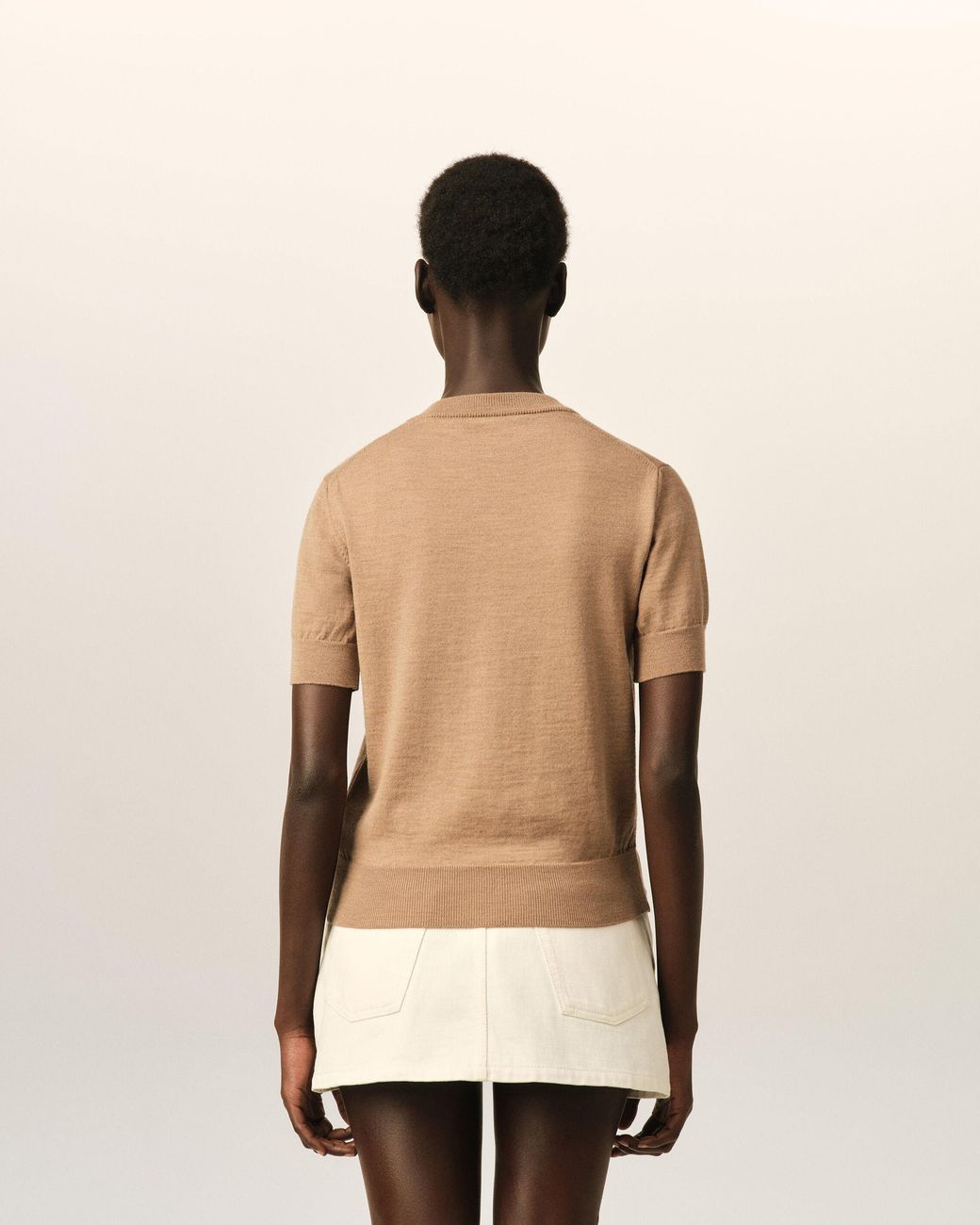 AMI Natural Wool Short-Sleeve Cardigan With Ami De Coeur