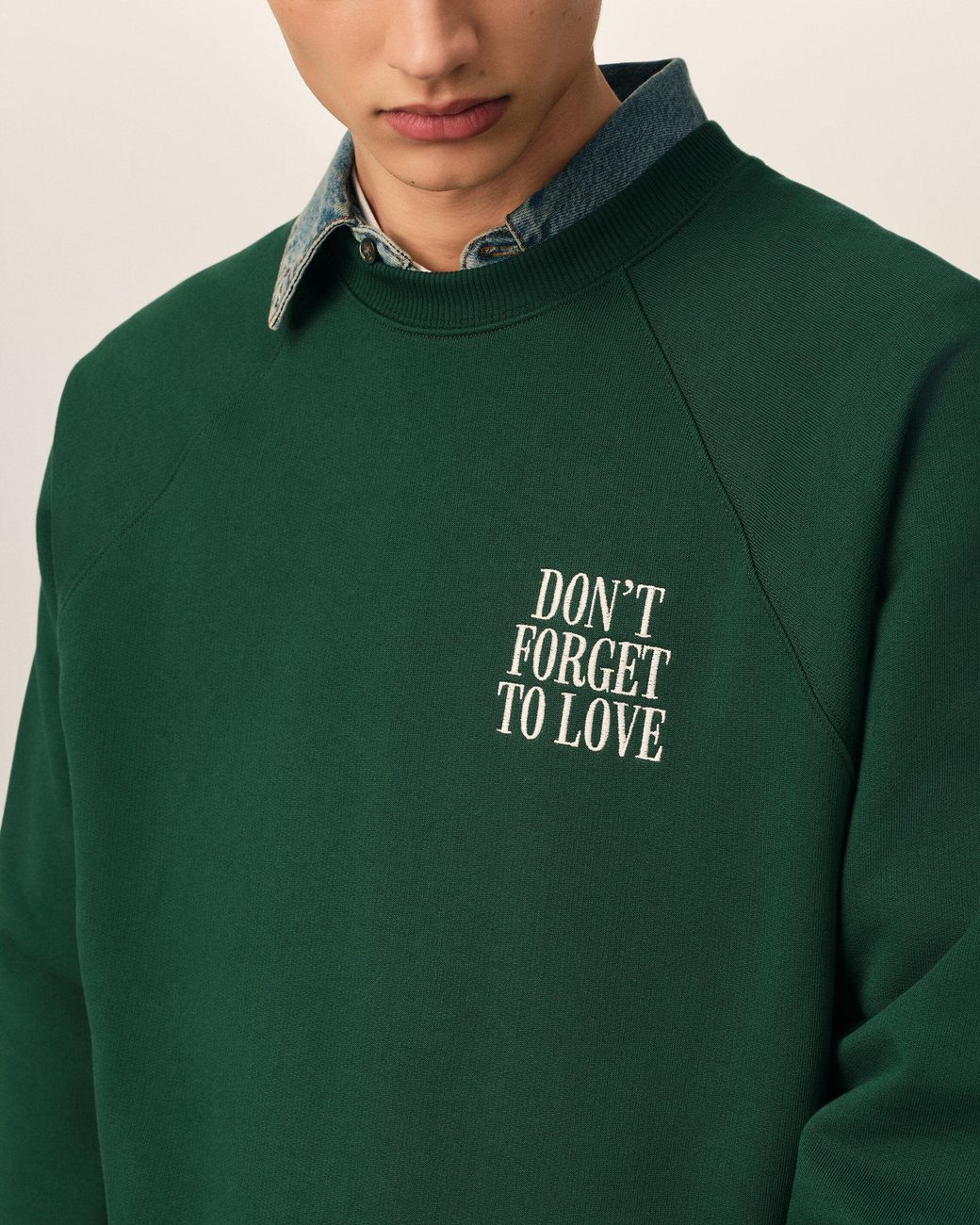 AMI Green Cotton "Don'T Forget To Love" Sweatshirt