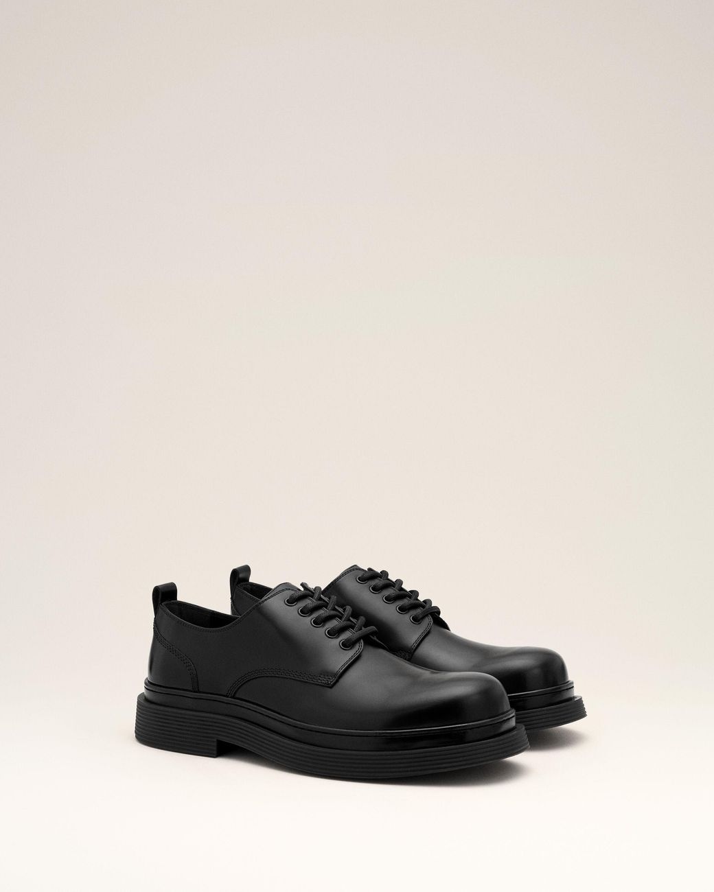 AMI Black Cow Leather Derbies Shoes for men