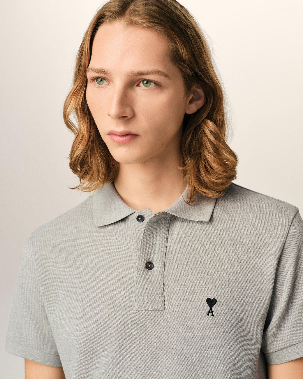 AMI Natural Cotton Polo With Ami De Coeur for men